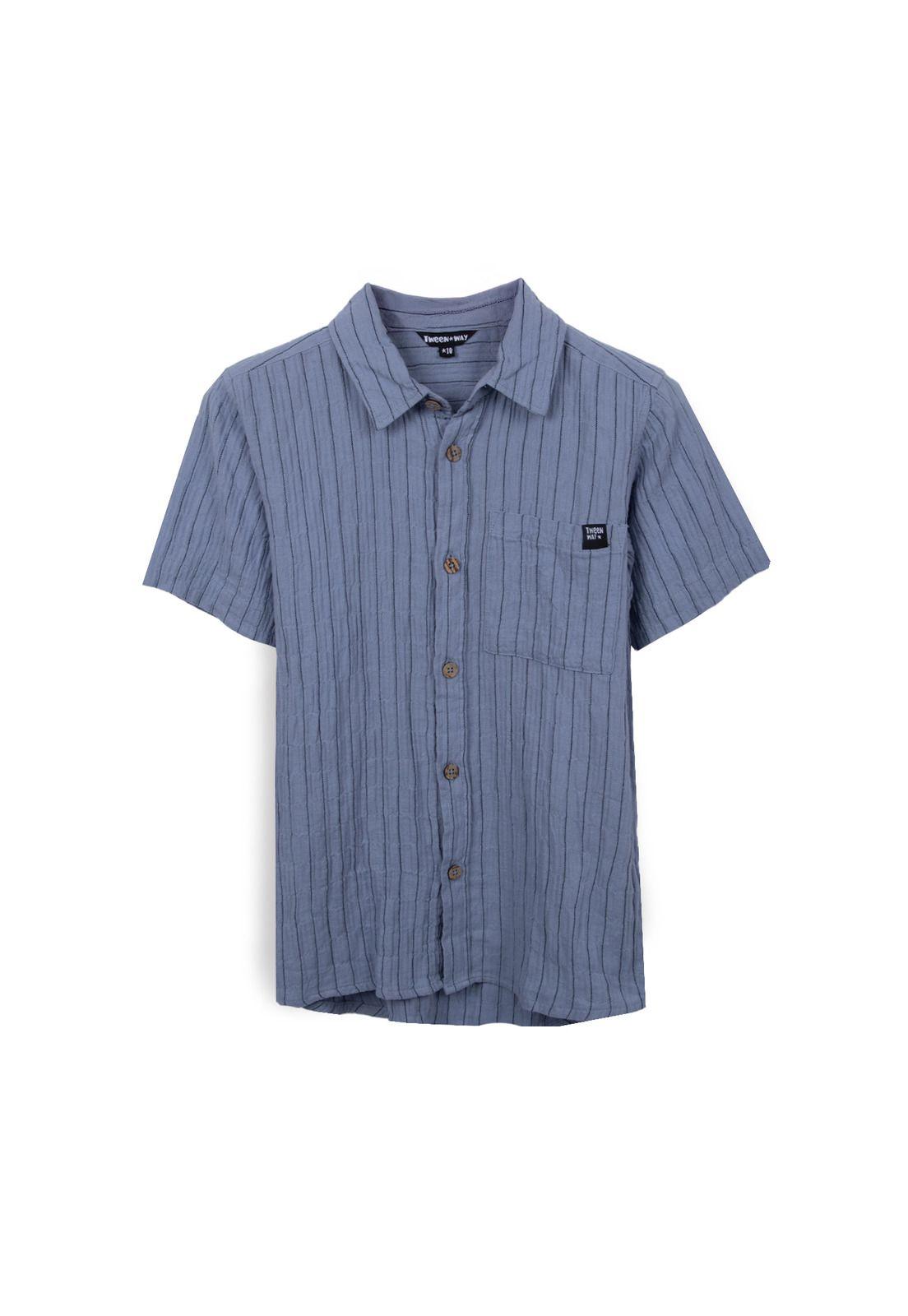 Camisa Niño Manga Corta Bolsillo Delantero Azul Pillin-0