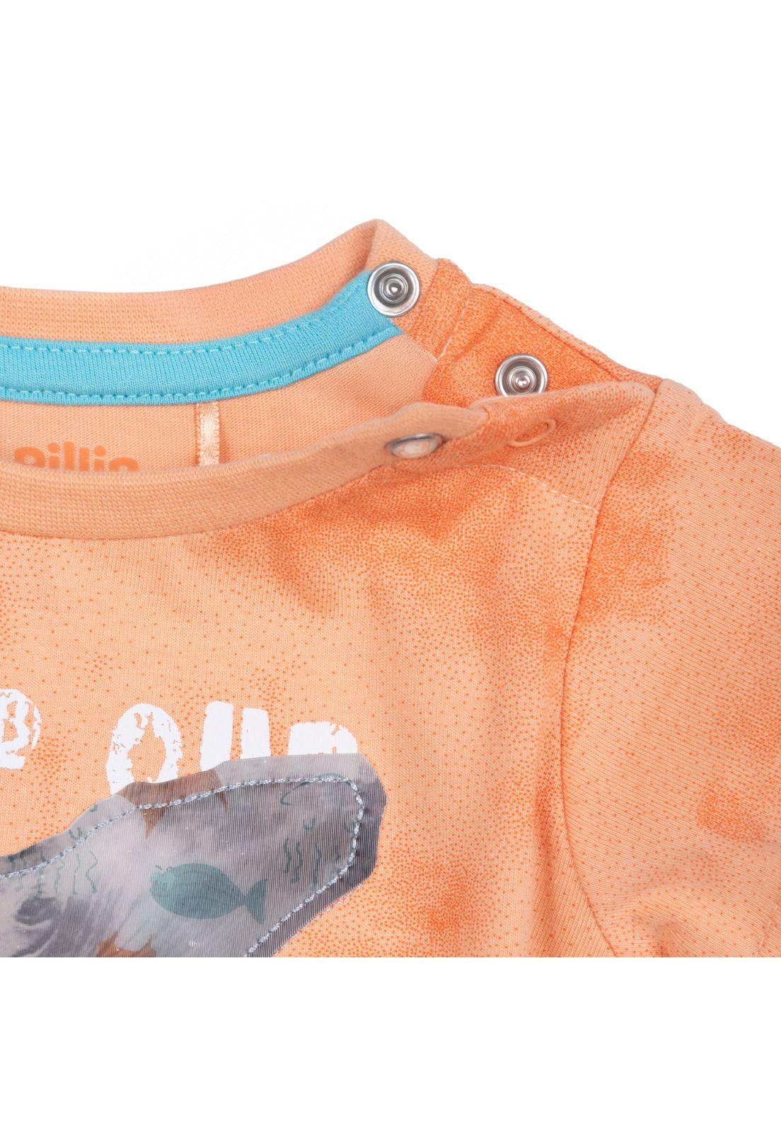 Polera Bebé Niño Manga Corta Estampado Ballena Naranjo Pillin-3