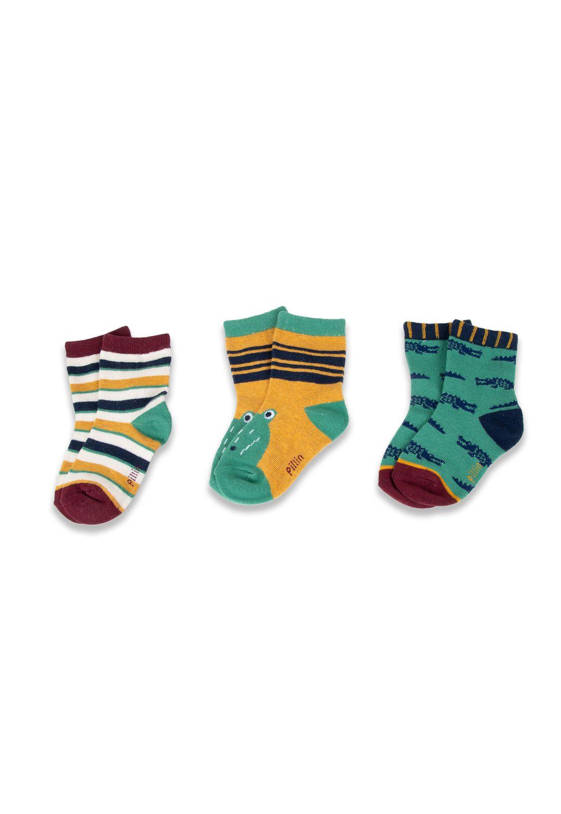 Pack 3 Pzas Calcetines Bebé Niño Multicolor Pillin (PAZ115-24SUR)-0