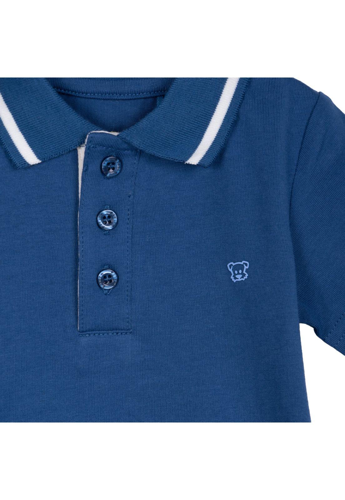 Polera Bebé Niño Manga Corta Cuello Piqué Azul Marino Pillin-2