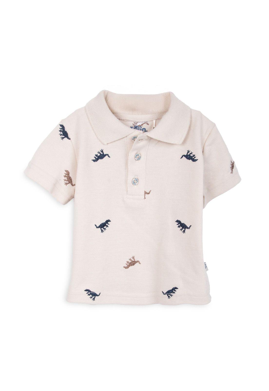 Polera Bebé Niño Cuello Piqué Bordado Dino Arena Pillin-0