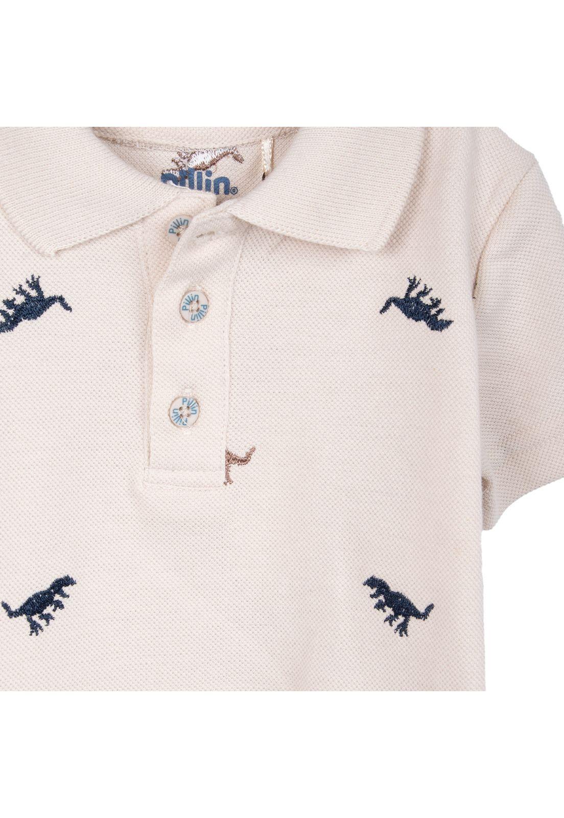 Polera Bebé Niño Cuello Piqué Bordado Dino Arena Pillin-2