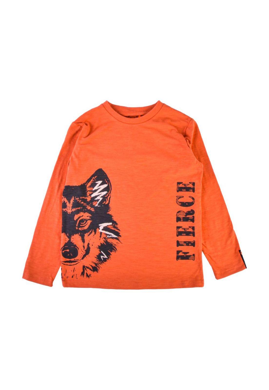 Polera Manga Larga Niño Naranja Pillin-0