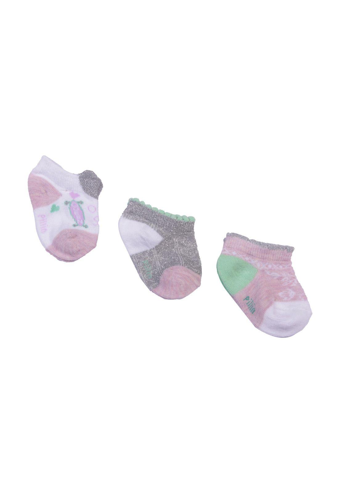 Set 3 Pzas Calcetín Bebe Niña Multicolor Pillín-1