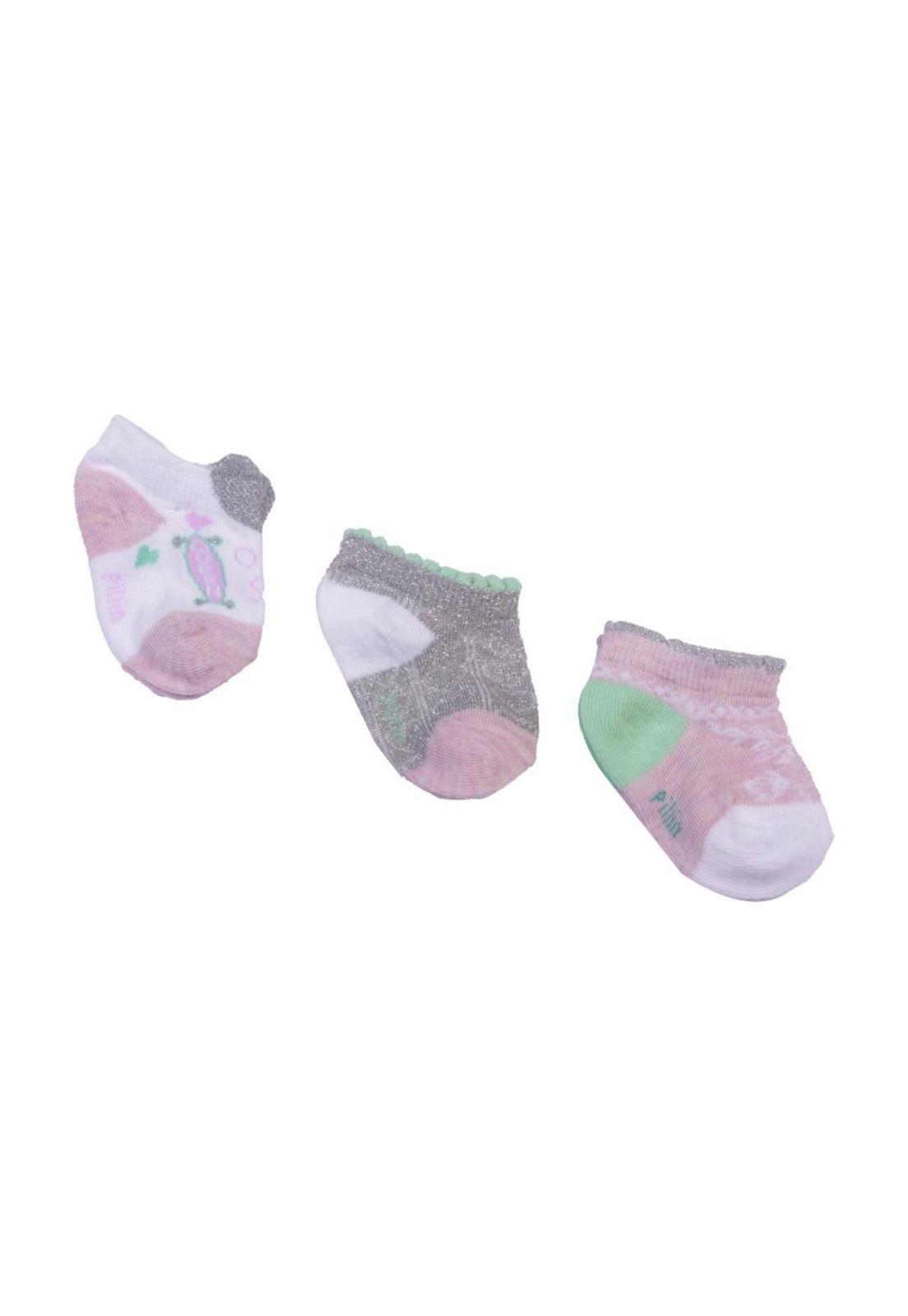 Set 3 Pzas Calcetín Bebe Niña Multicolor Pillín-0