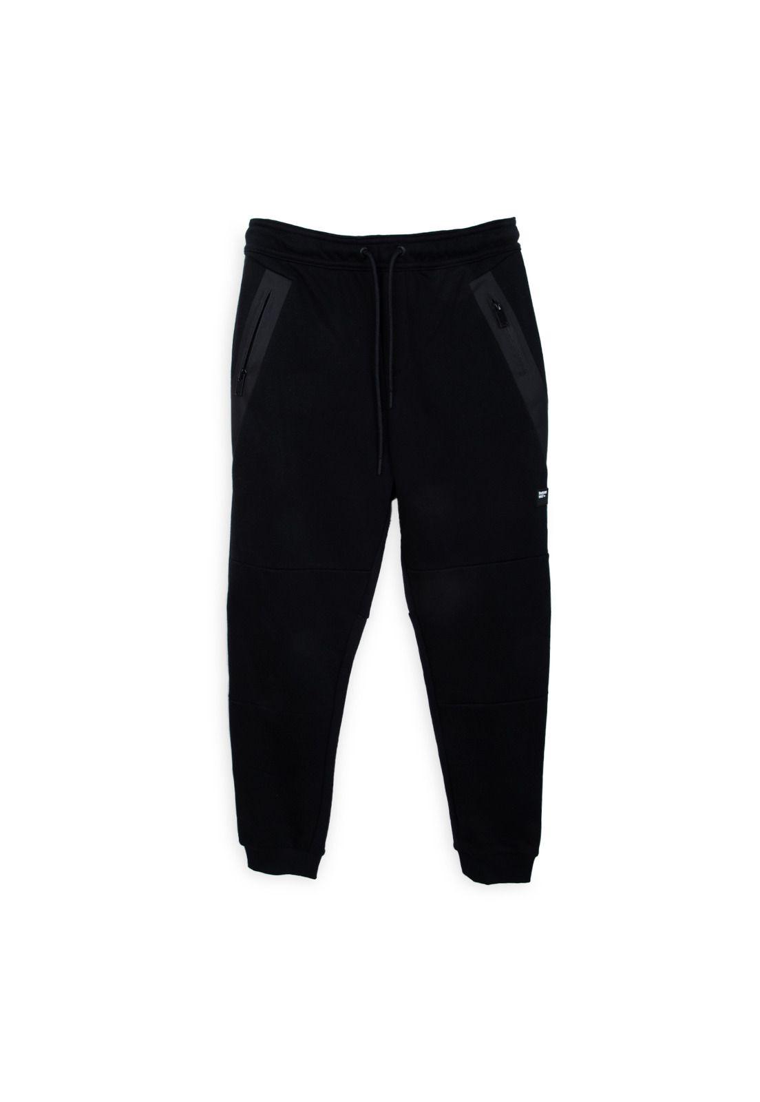 Pantalón Buzo Niño Cierre Bolsillos Negro Pillin-0