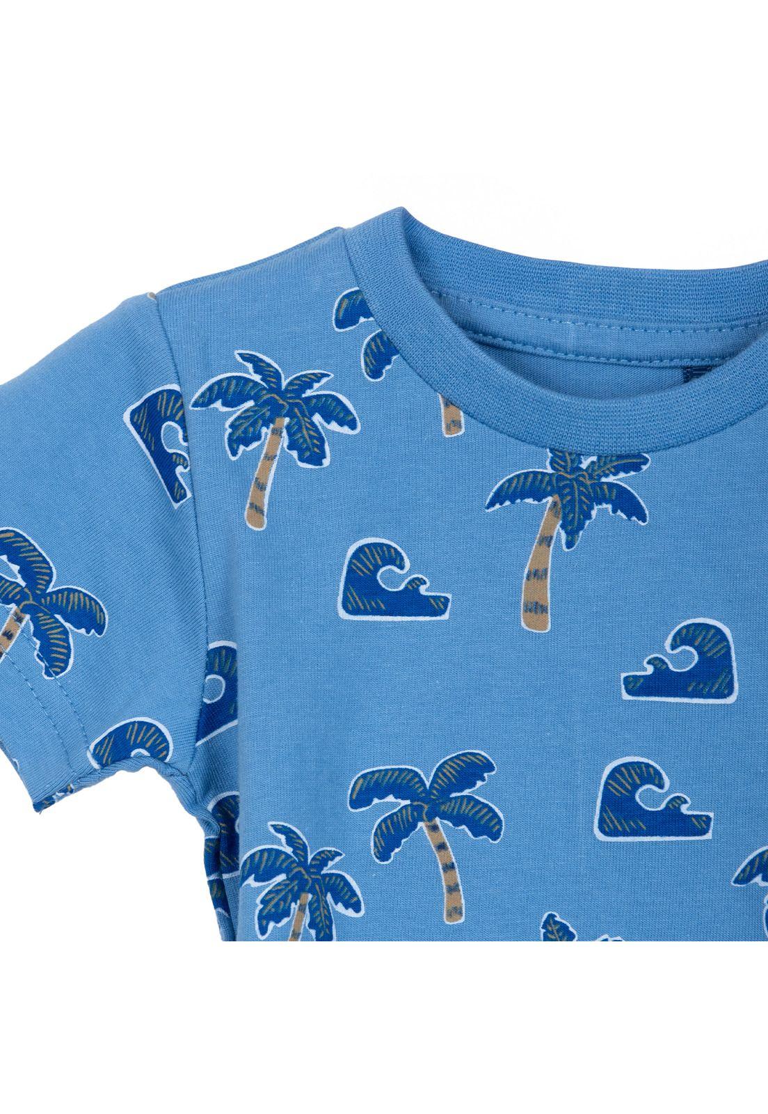 Conjunto Bebé Niño Botones Cintura Elasticada Tropical Azul Pillin-2
