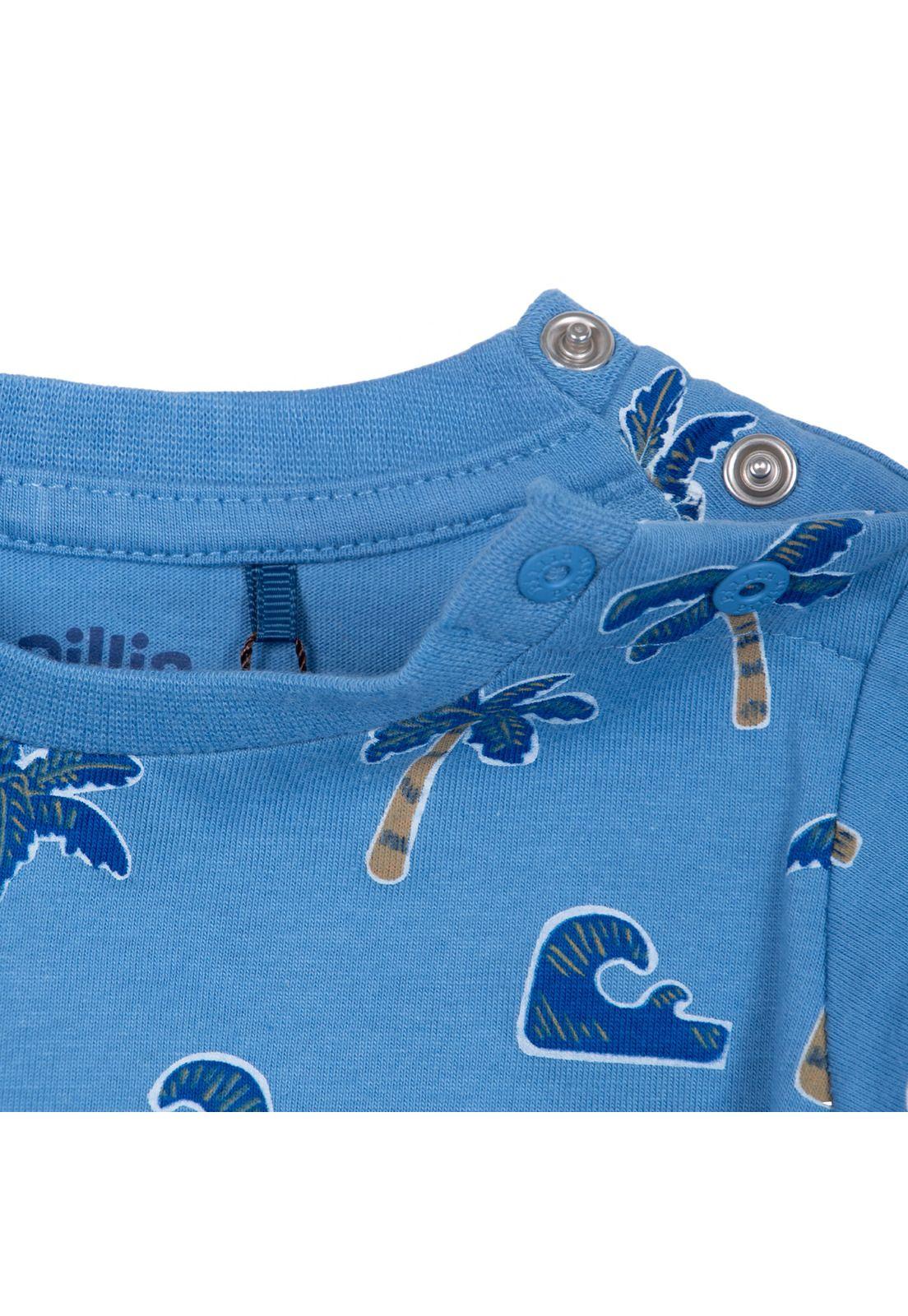 Conjunto Bebé Niño Botones Cintura Elasticada Tropical Azul Pillin-4