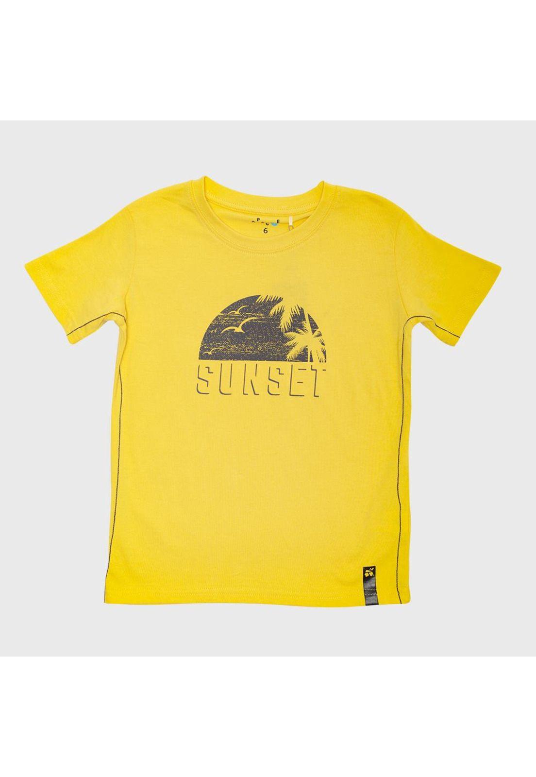 Polera Niño Manga Corta Amarillo Pillin-0