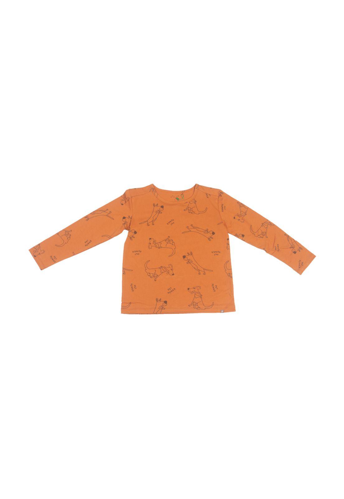 Polera Manga Larga Niño Café Pillin-0