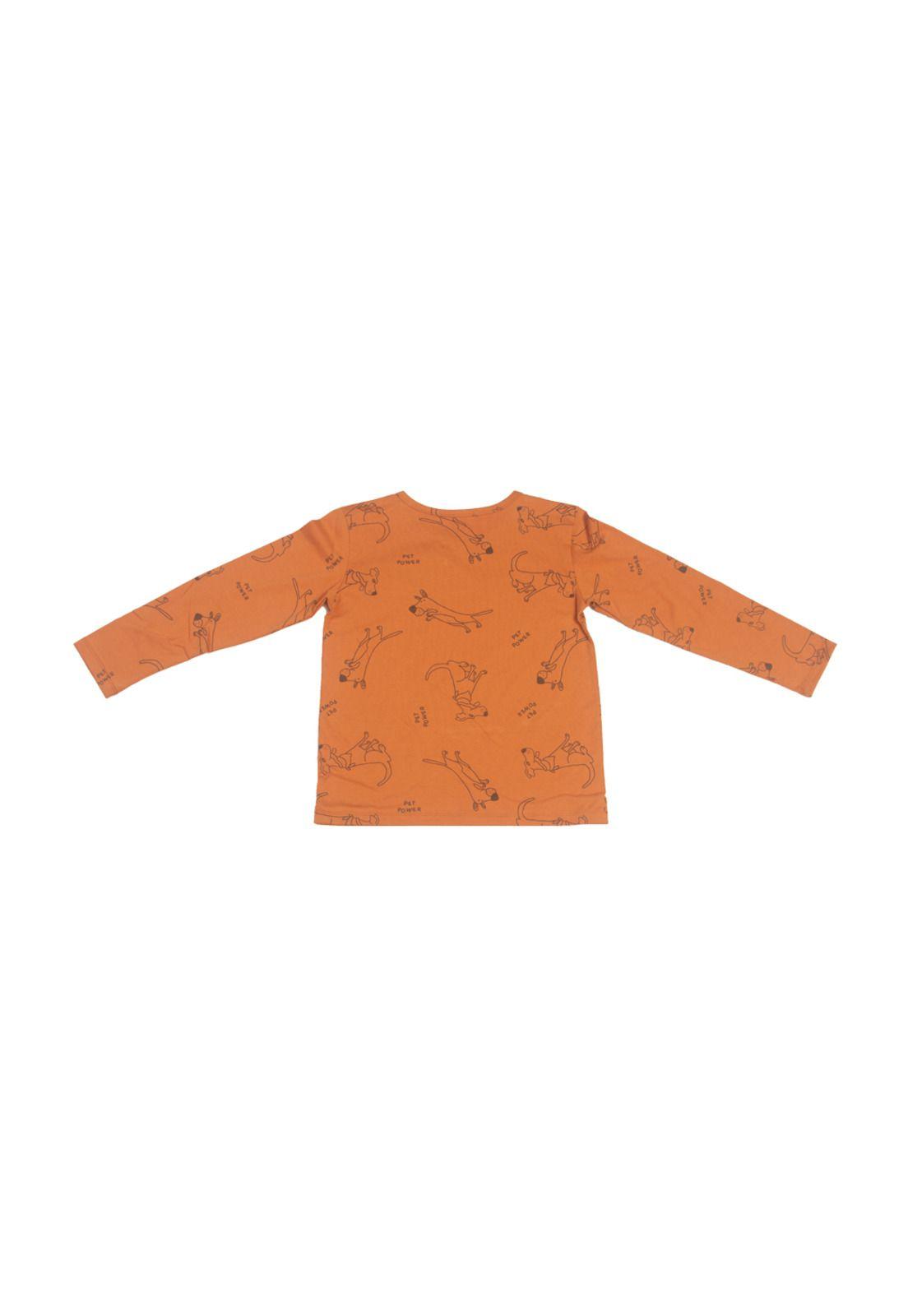Polera Manga Larga Niño Café Pillin-1