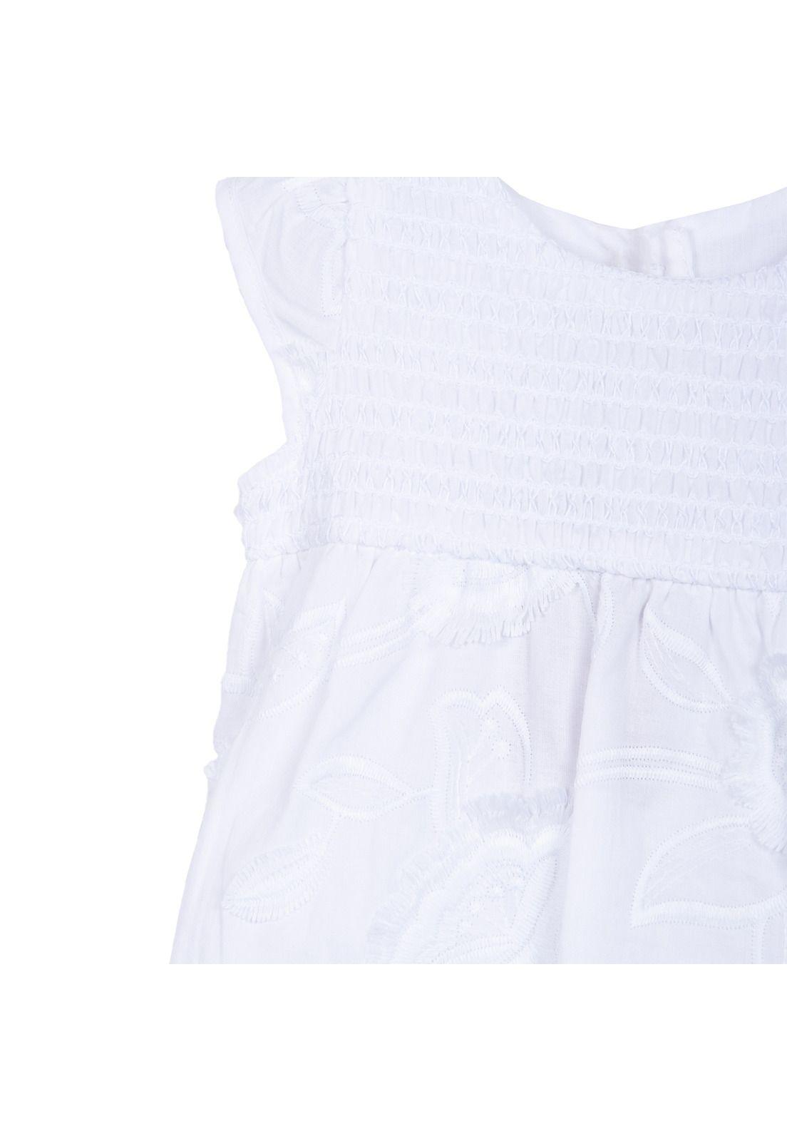 Vestido Bebé Niña Bordado Floral Blanco Pillin-2