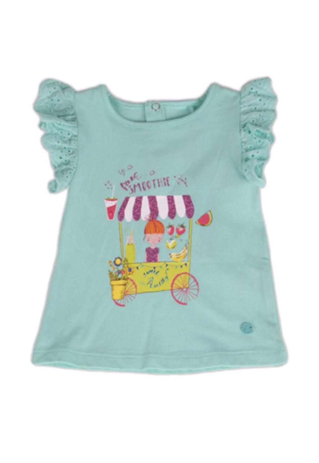 Polera Bebe Niña Turquesa Pillin-0
