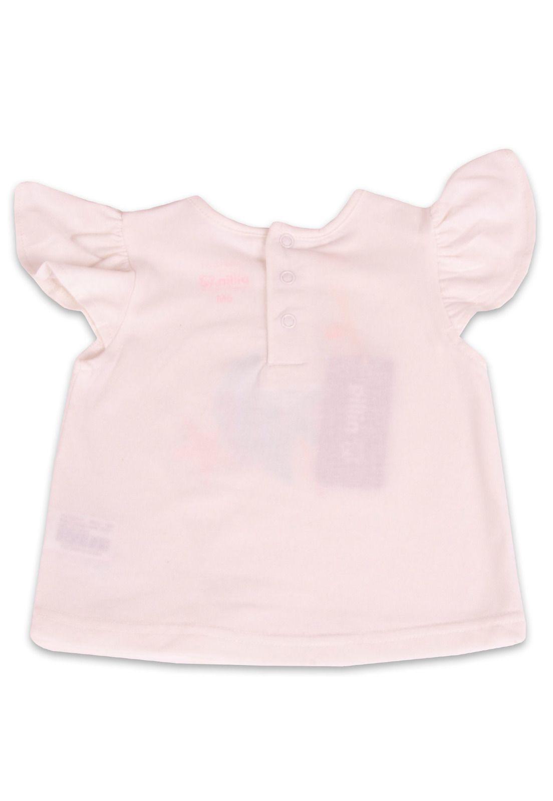 Polera Manga Corta Bebe Niña Blanco Pillin-3