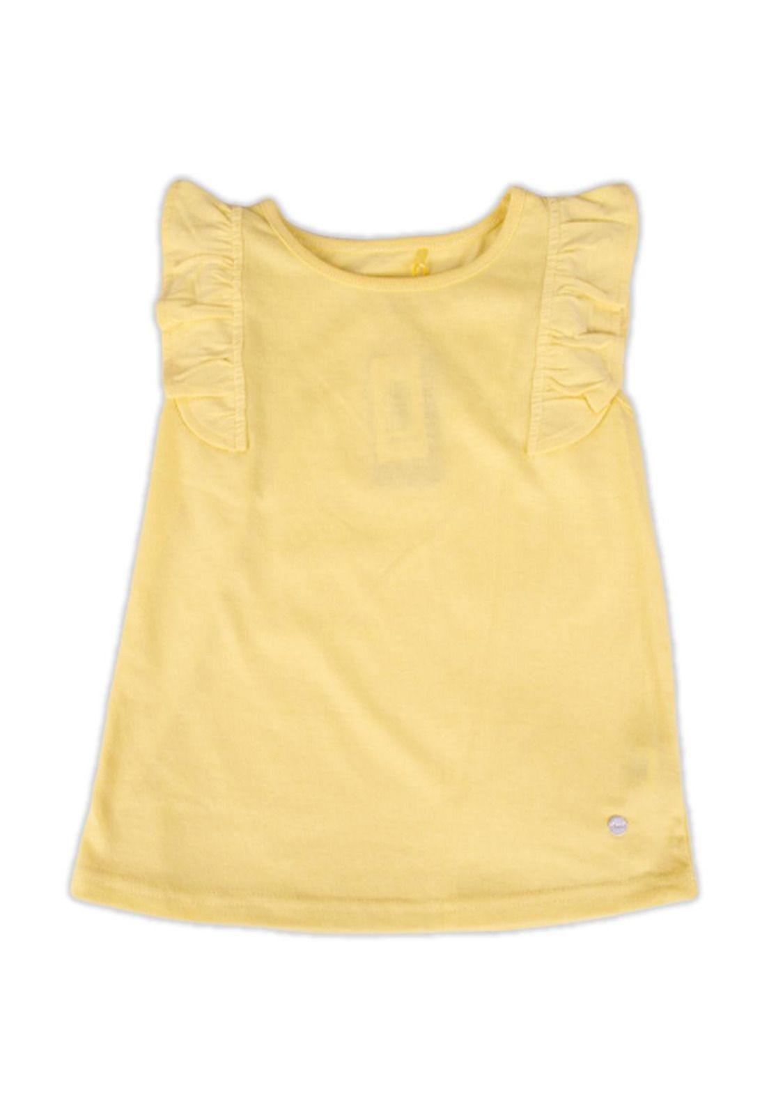 Polera Manga Corta Niña Amarillo Pillin-0