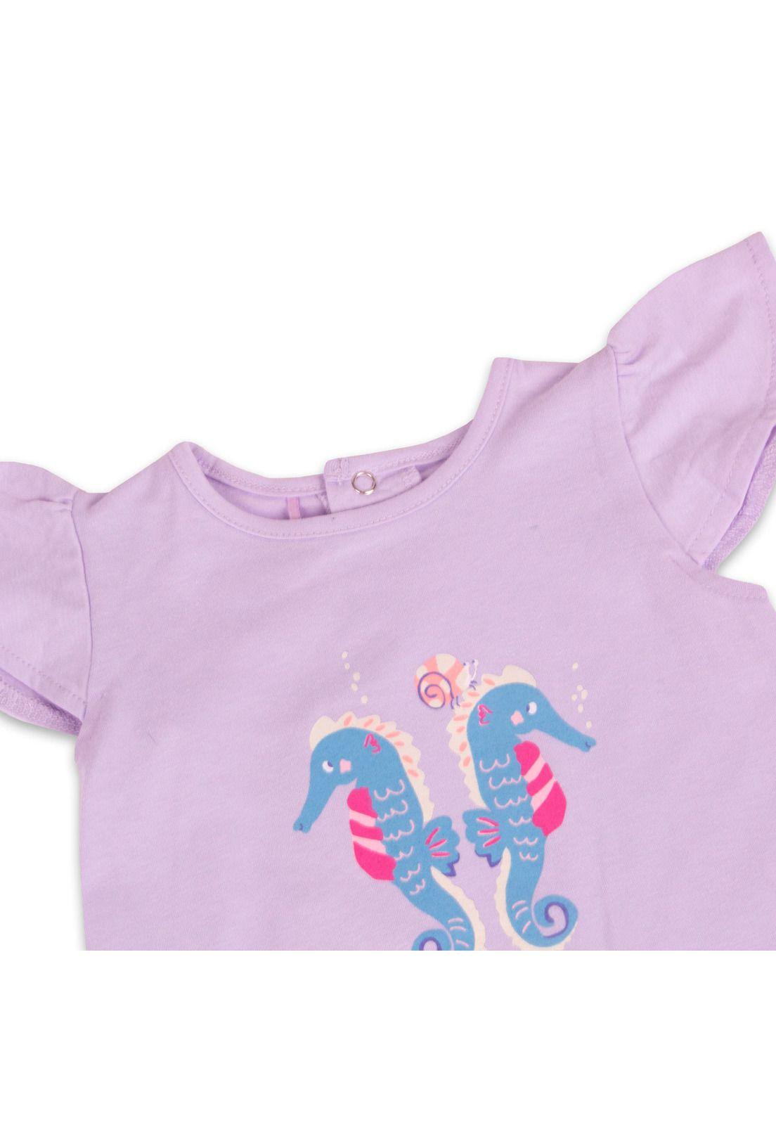 Polera Manga Corta Bebe Niña Lila Pillin-1