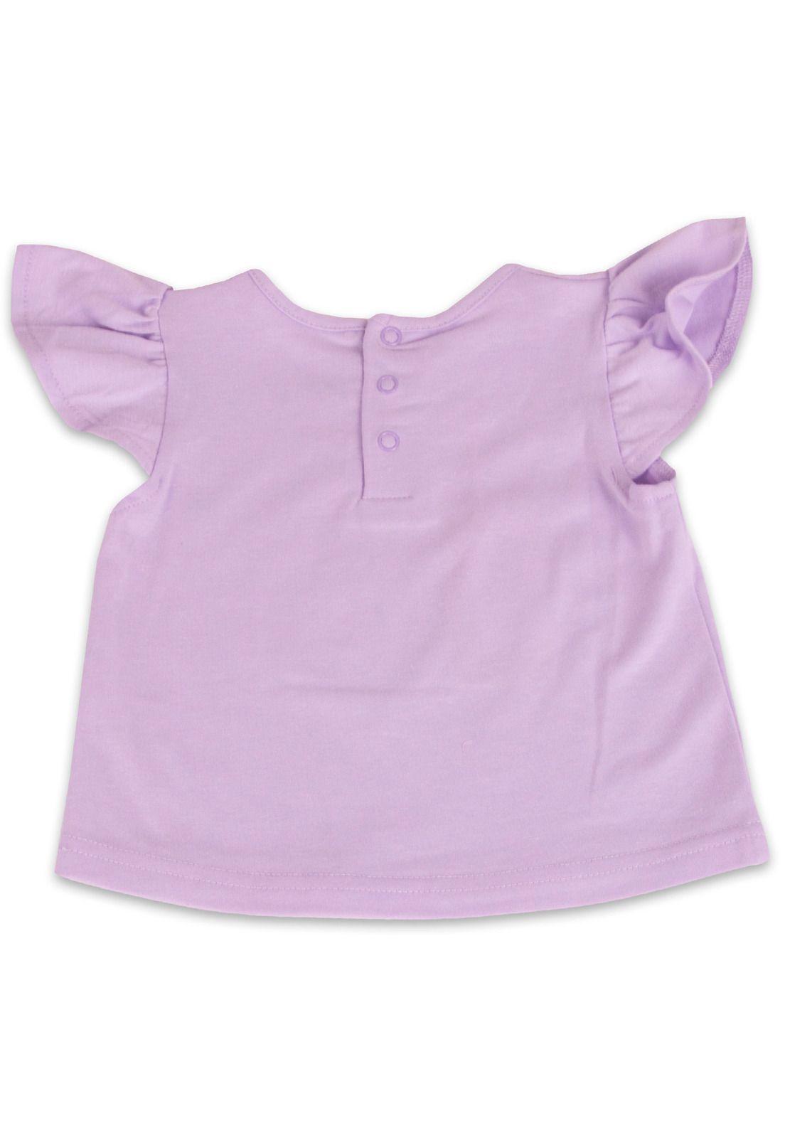 Polera Manga Corta Bebe Niña Lila Pillin-2