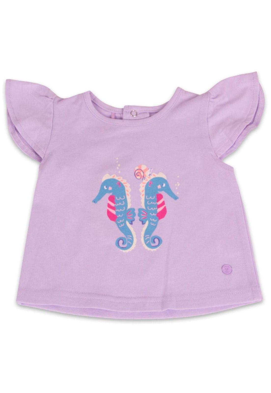 Polera Manga Corta Bebe Niña Lila Pillin-0
