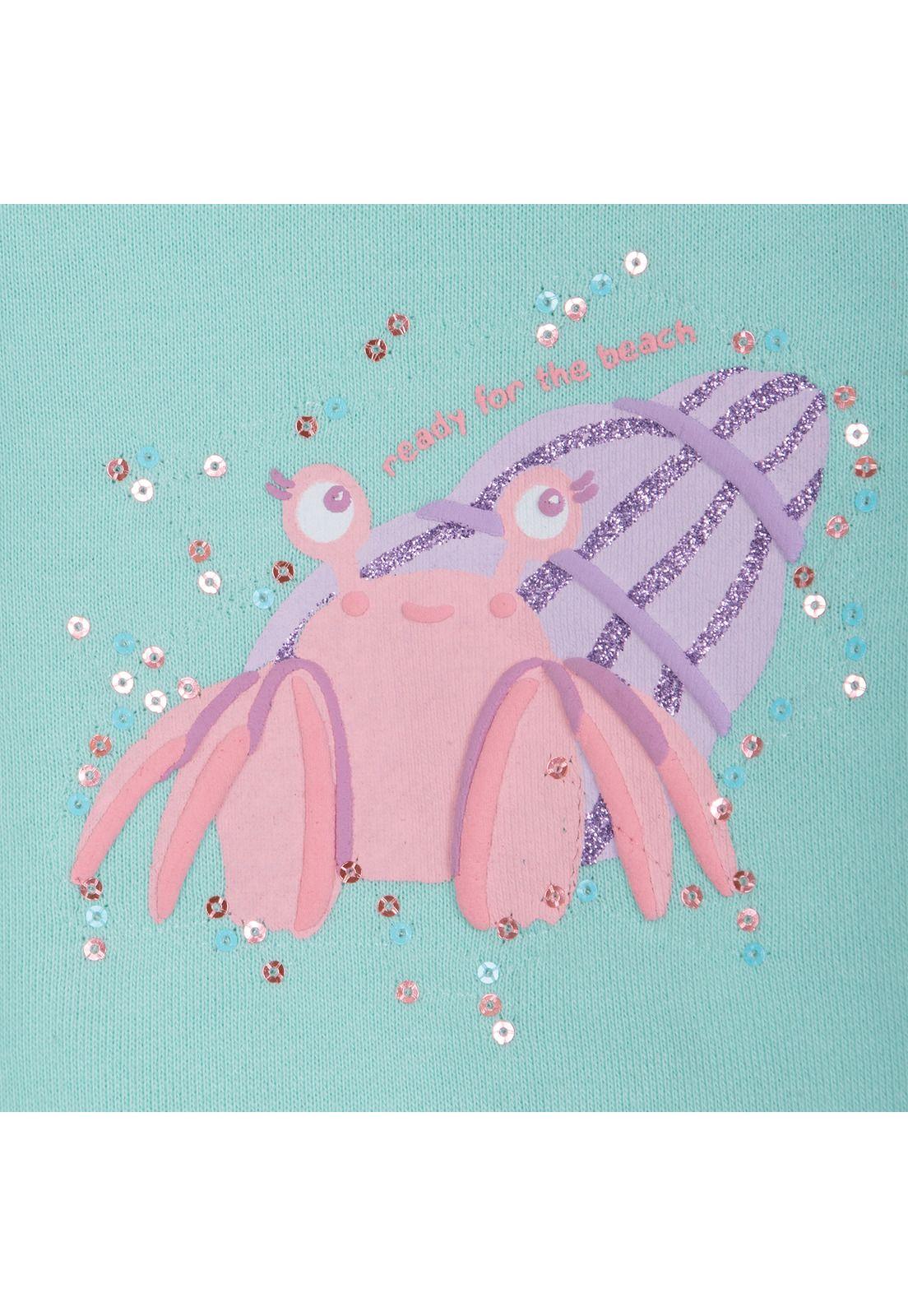 Polerón Bebé Niña Cuello Redondo Estampado Cangrejo Aqua Pillin-2
