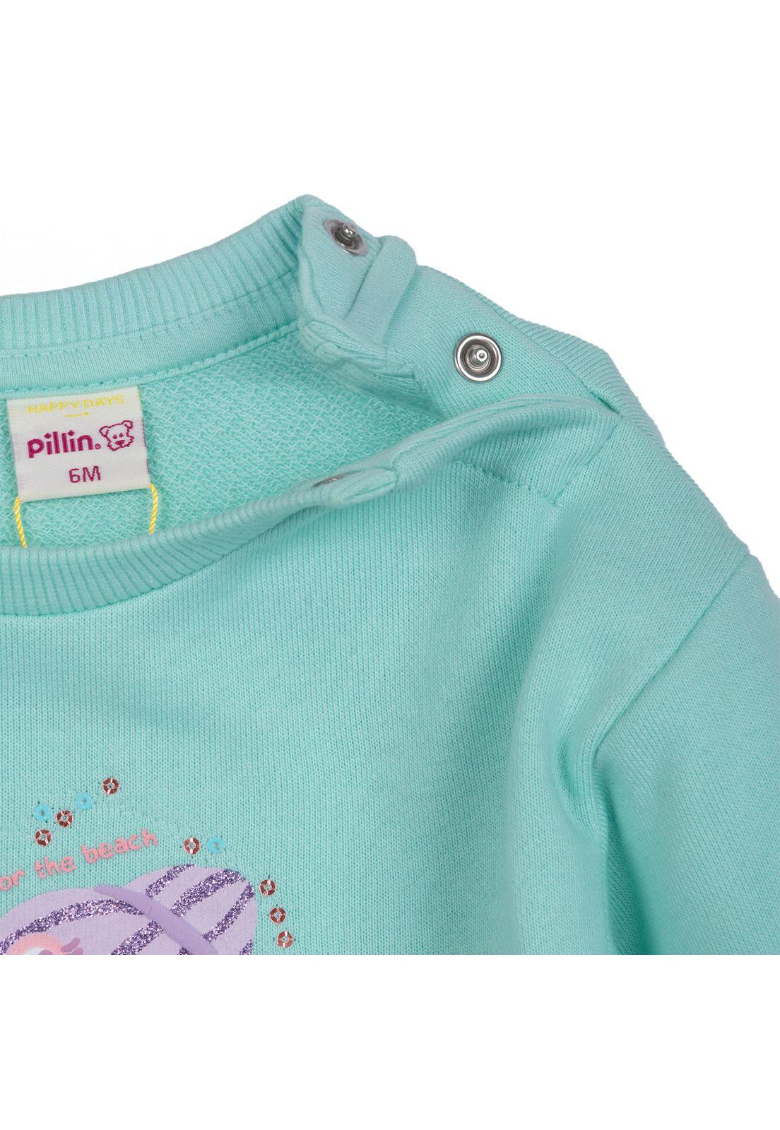 Polerón Bebé Niña Cuello Redondo Estampado Cangrejo Aqua Pillin-3