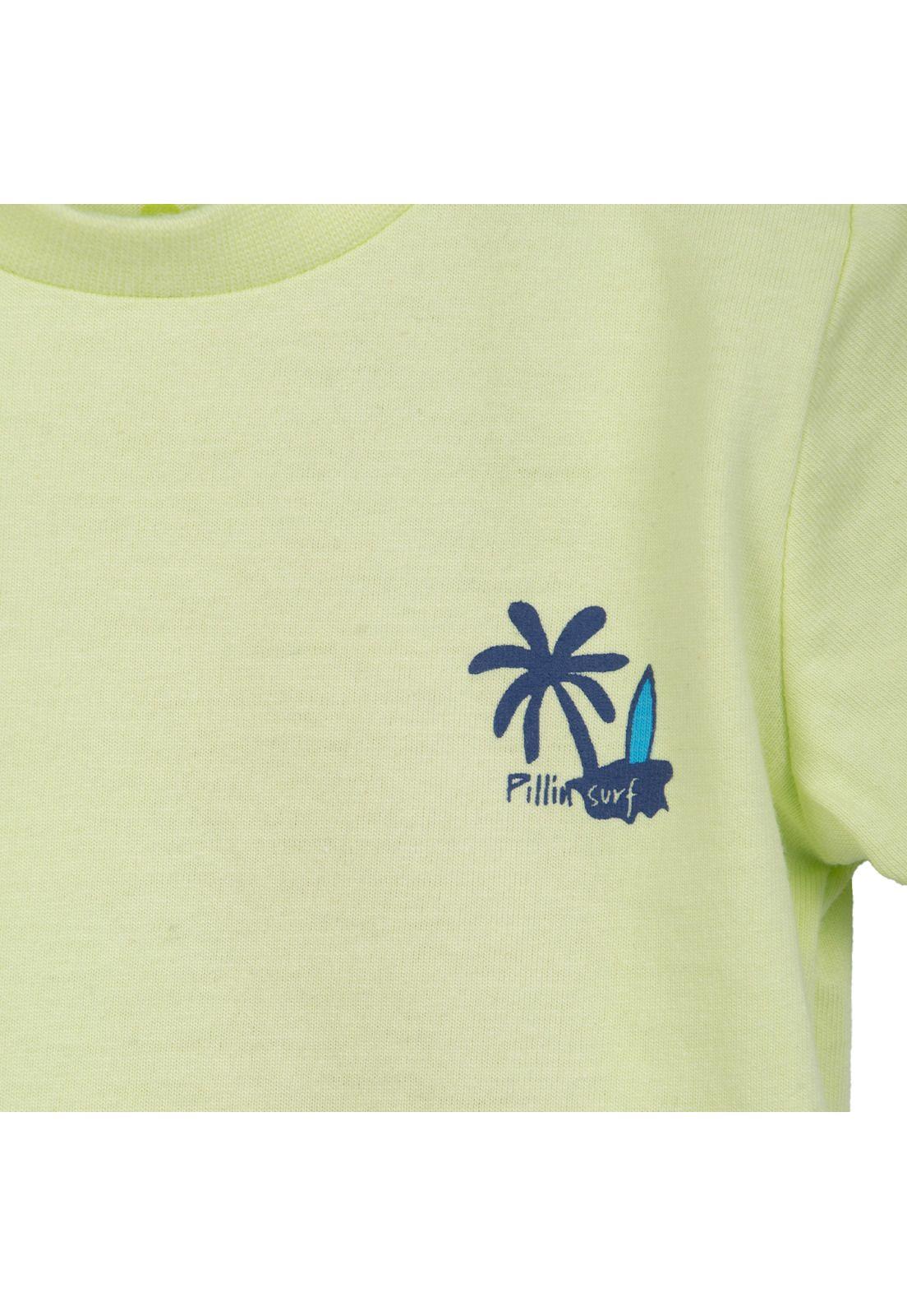 Polera Bebé Niño Manga Corta Estampado Playero Amarillo Pillin-2