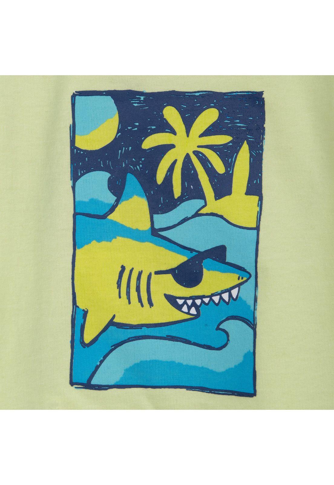 Polera Bebé Niño Manga Corta Estampado Playero Amarillo Pillin-3