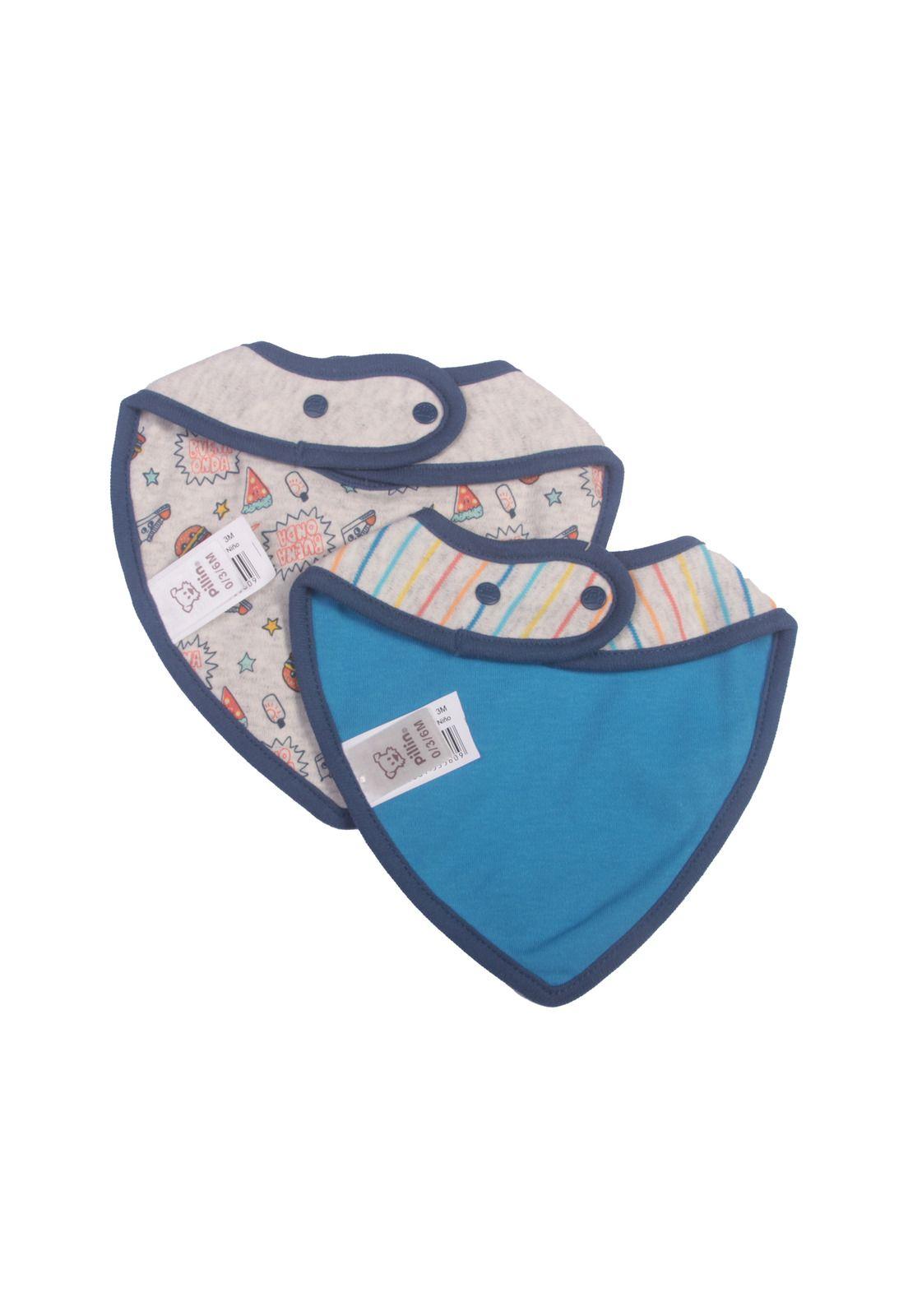 Set 3 Pzas Babero Niño Multicolor Pillín-1
