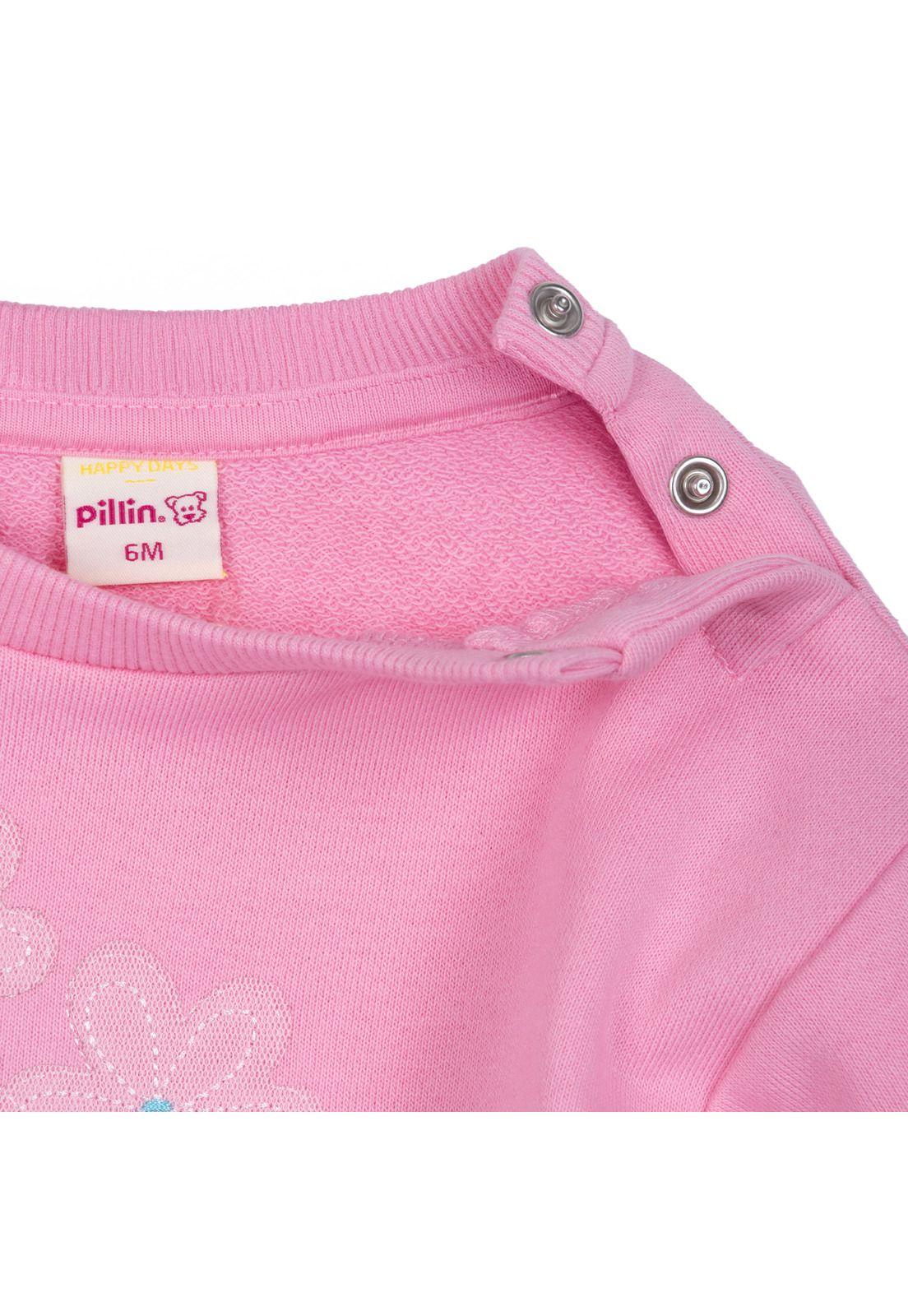 Polerón Bebé Niña Cuello Redondo Estampado Mariposa Rosado Pillin-3