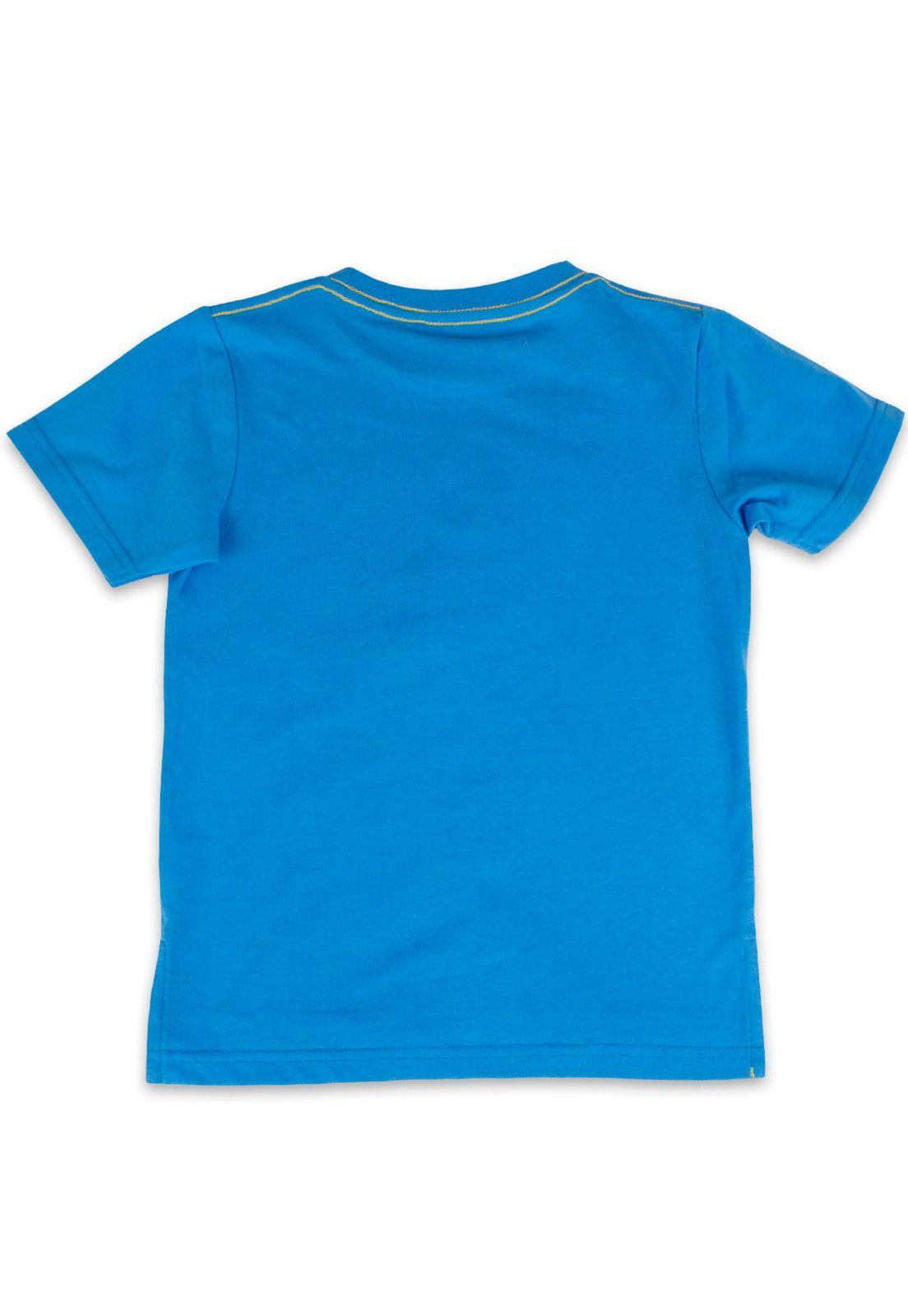 Polera Manga Corta Niño Azul eléctrico Pillin-3