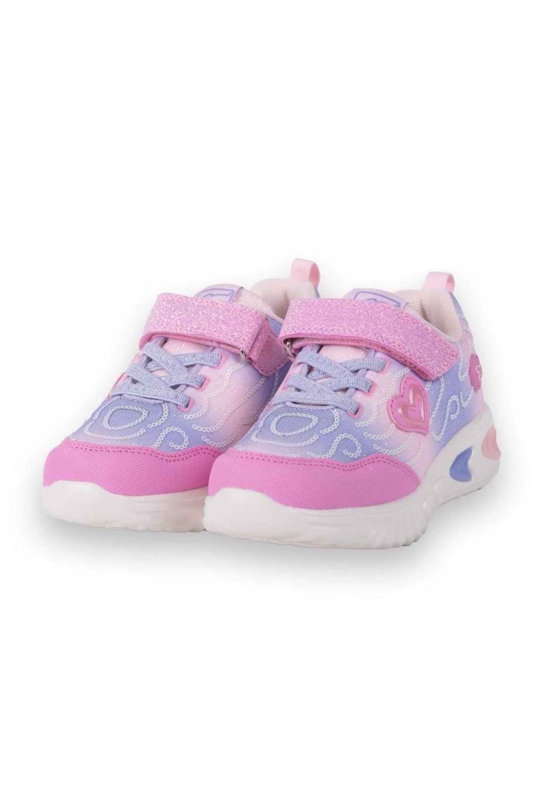 Zapatillas Luces Bebe Niña Rosado Pillin-0