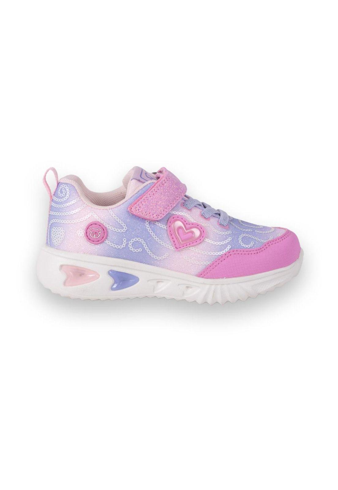 Zapatillas Luces Bebe Niña Rosado Pillin-2