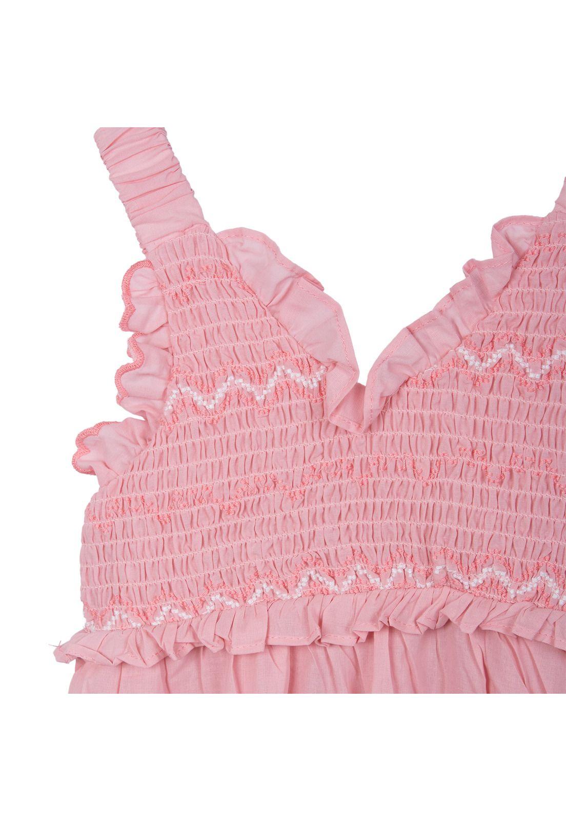 Vestido Niña Sin Mangas Bordado Flores Rosado Pillin-2