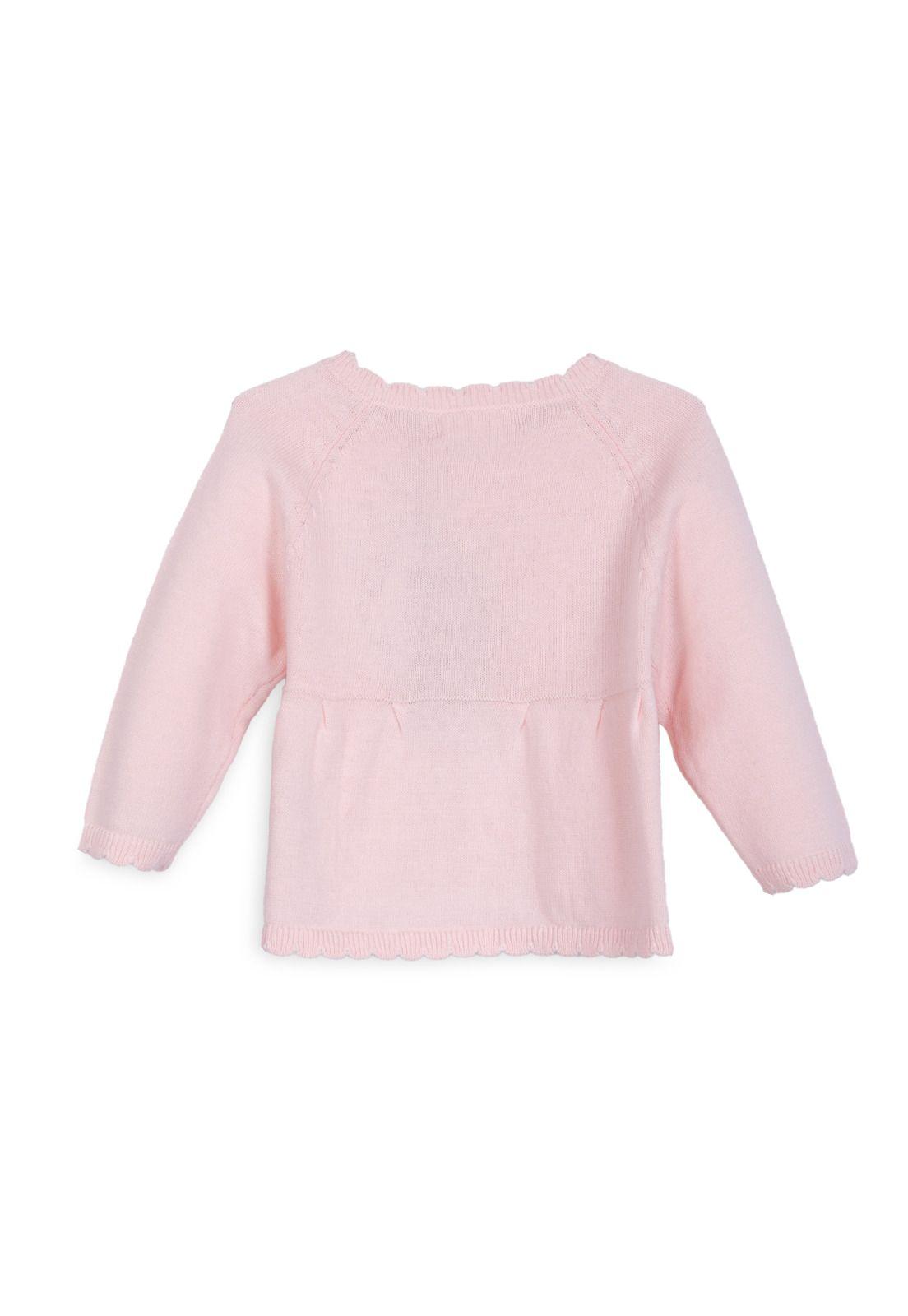 Chaleco Bebé Niña Bordado Cerezas con Botones Rosado Pillin-1