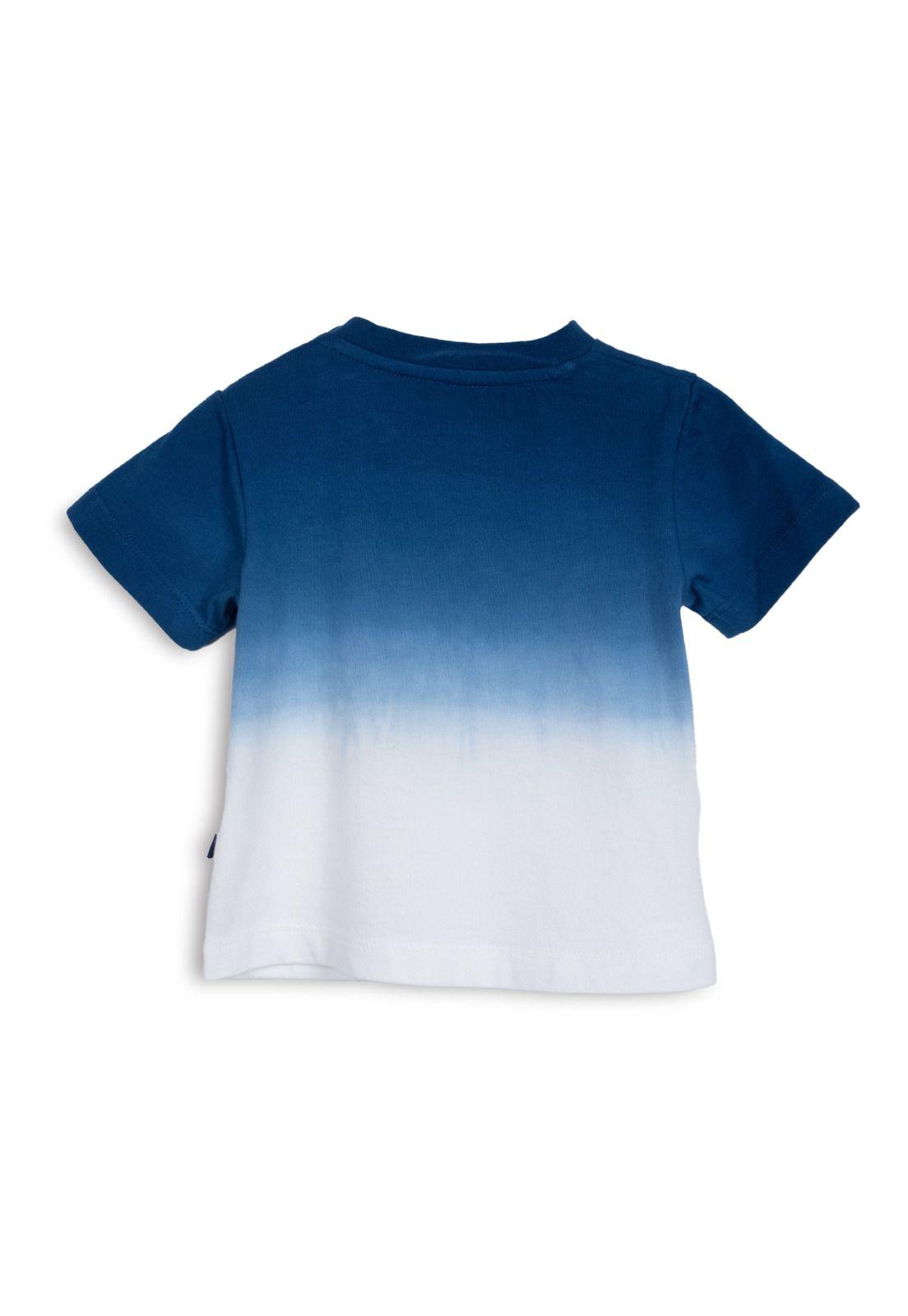 Polera Bebé Niño Manga Corta Estampado Playero Tie-Dye Azul Pillin-1
