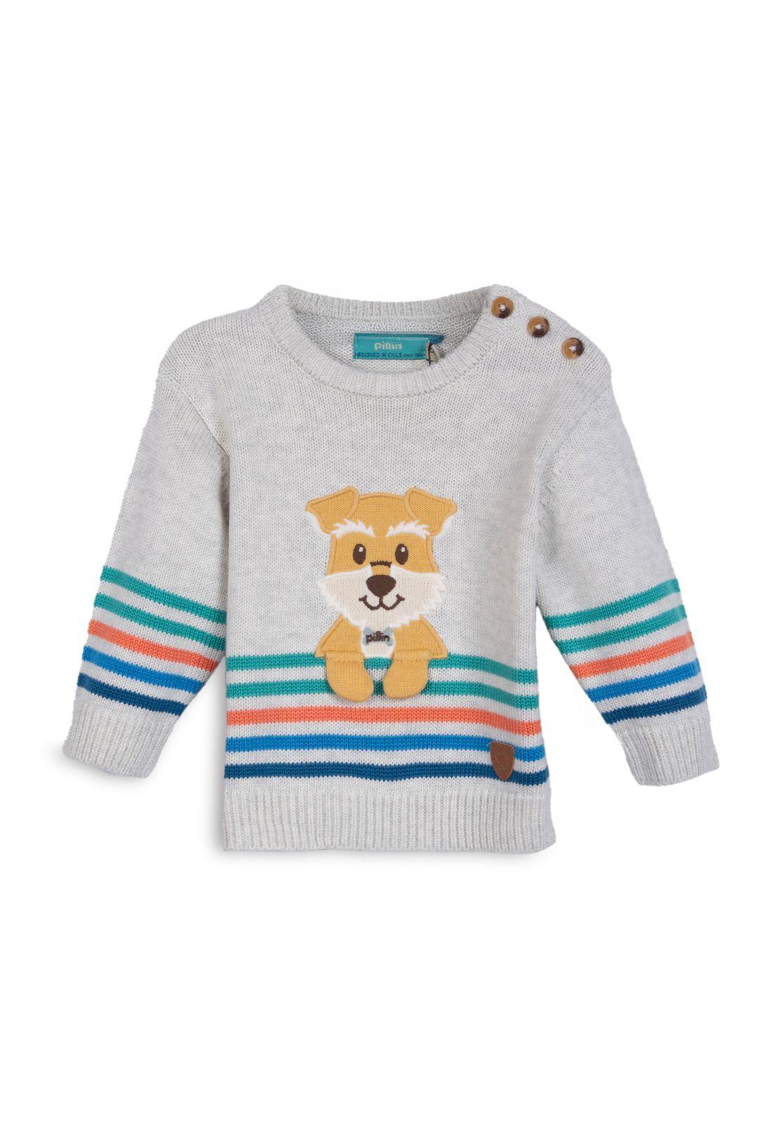 Chaleco Bebé Niño Cuello Redondo Perrito Melange Pillin-0