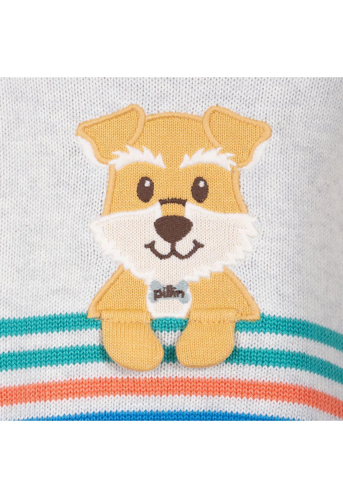 Chaleco Bebé Niño Cuello Redondo Perrito Melange Pillin-2