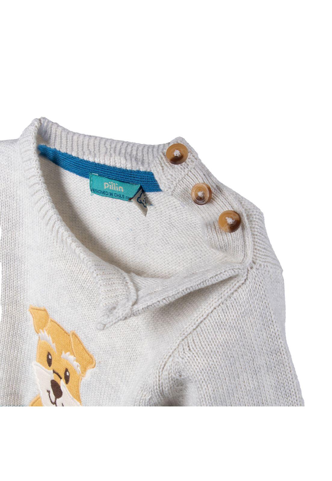 Chaleco Bebé Niño Cuello Redondo Perrito Melange Pillin-3