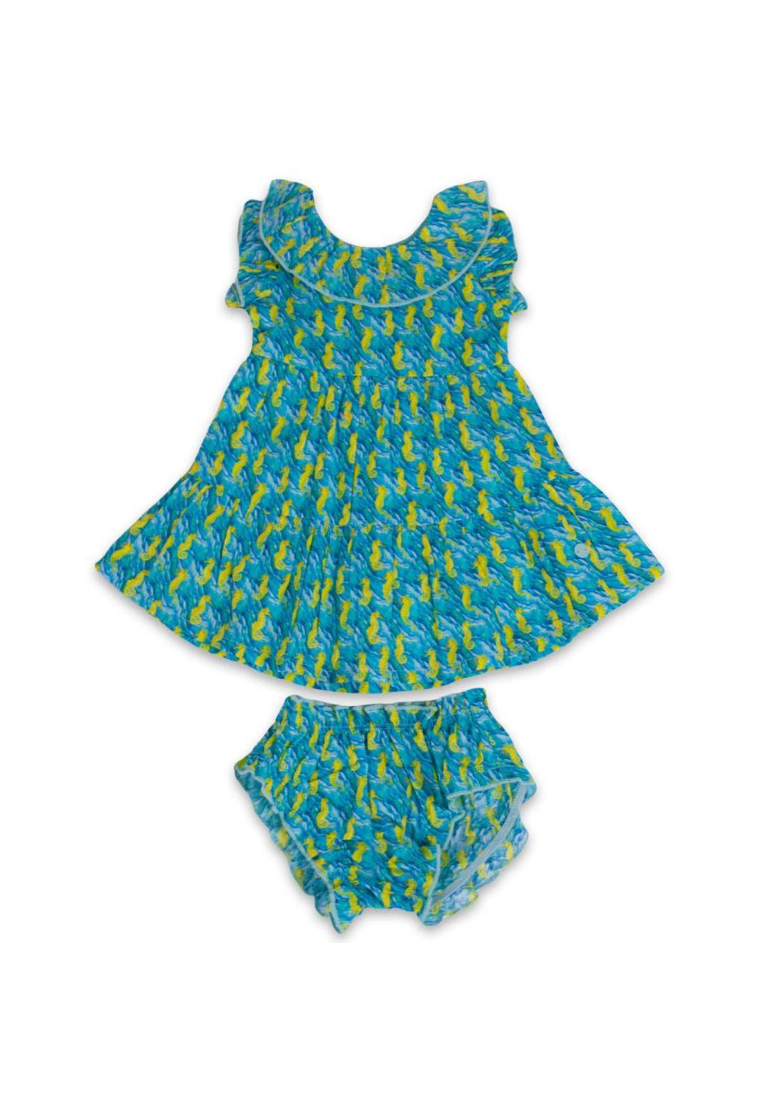 Vestido Bebe Niña Turquesa Pillin-0