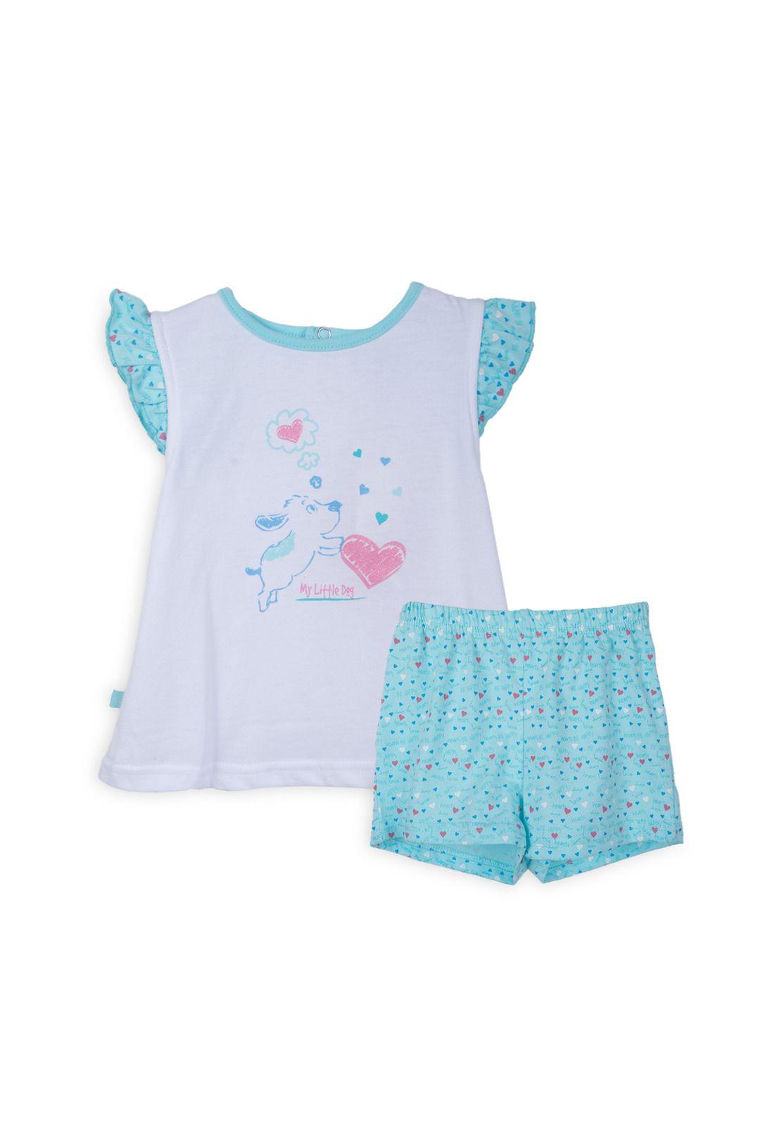 Pijama Bebé Niña Manga Corta Menta Pillin-0