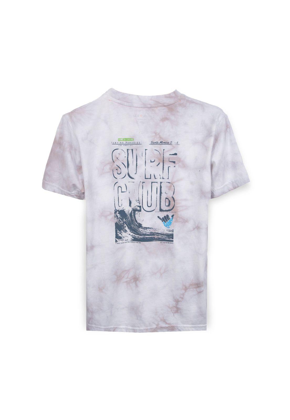 Polera Niño Manga Corta Estampado Surf Espalda Blanco Pillin-1