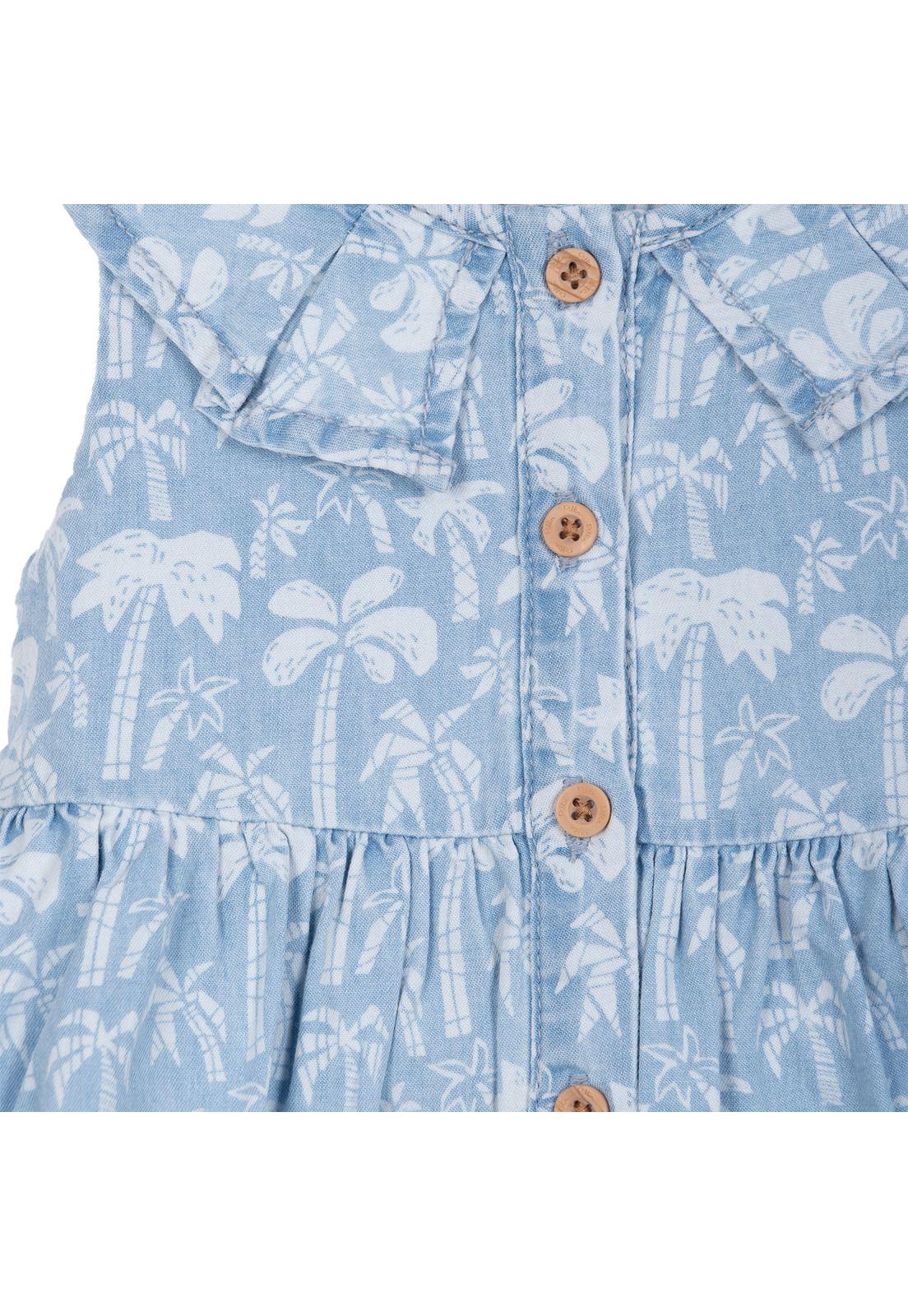 Vestido Bebé Niña Sin Mangas Estampado Tropical Denim Pillin-2