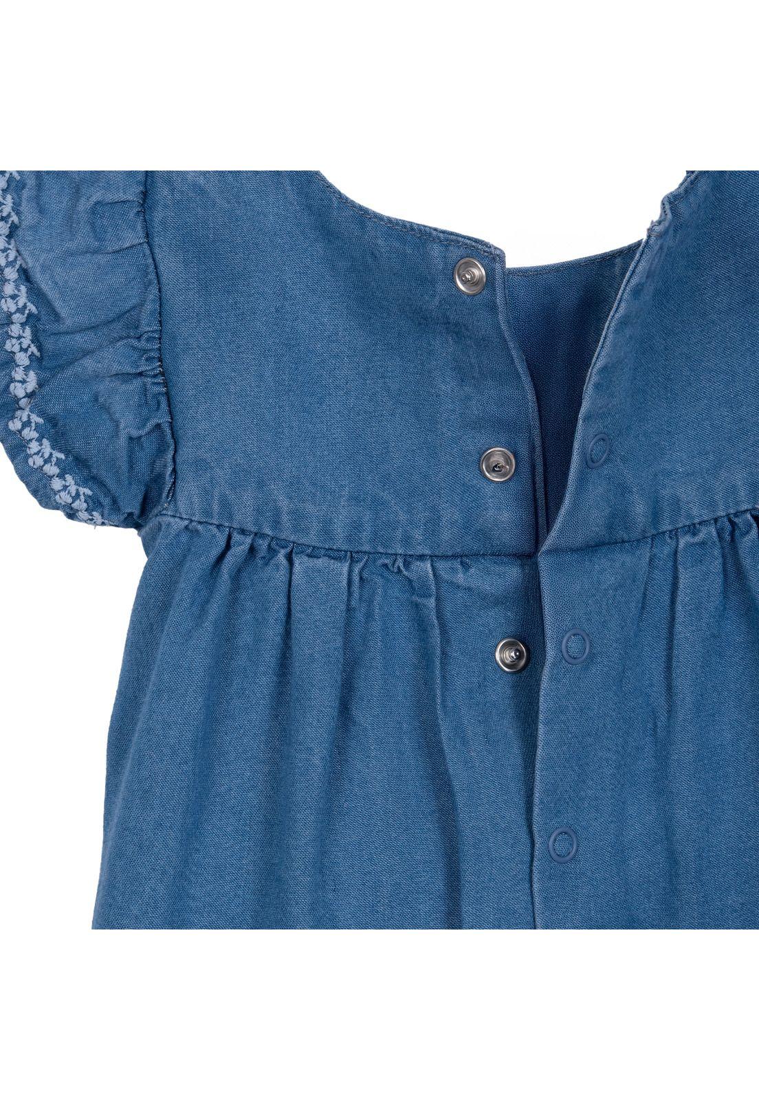 Vestido Bebé Niña Bordado Cerezas Azul Pillin-3