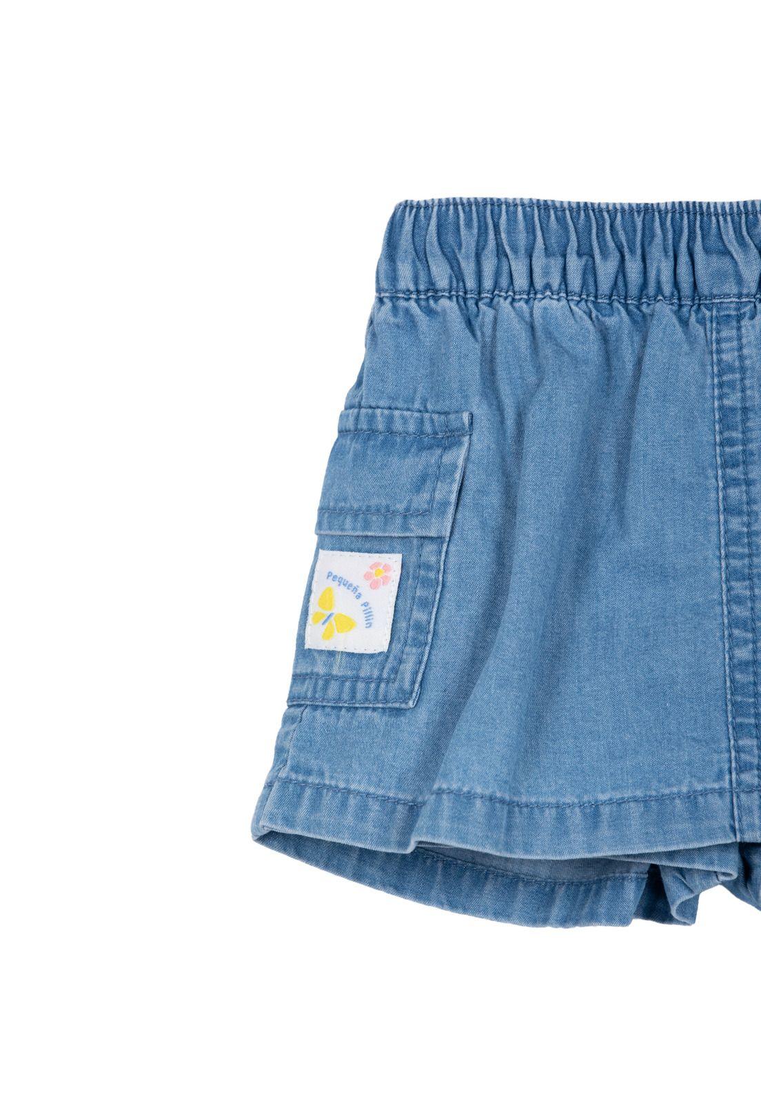 Conjunto Bebé Niña Manga Corta Broches Floral Denim Pillin-3