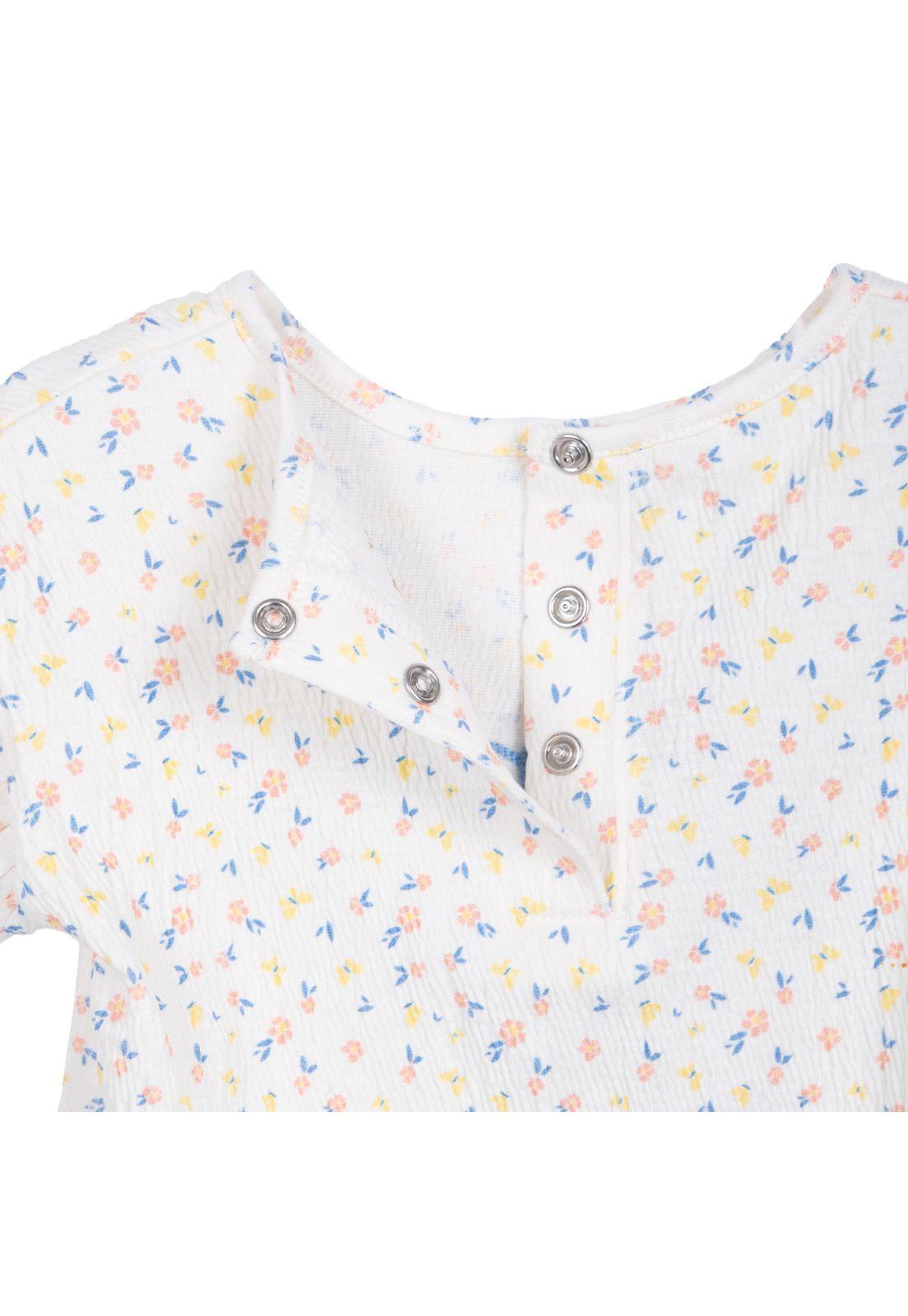 Conjunto Bebé Niña Manga Corta Broches Floral Denim Pillin-4