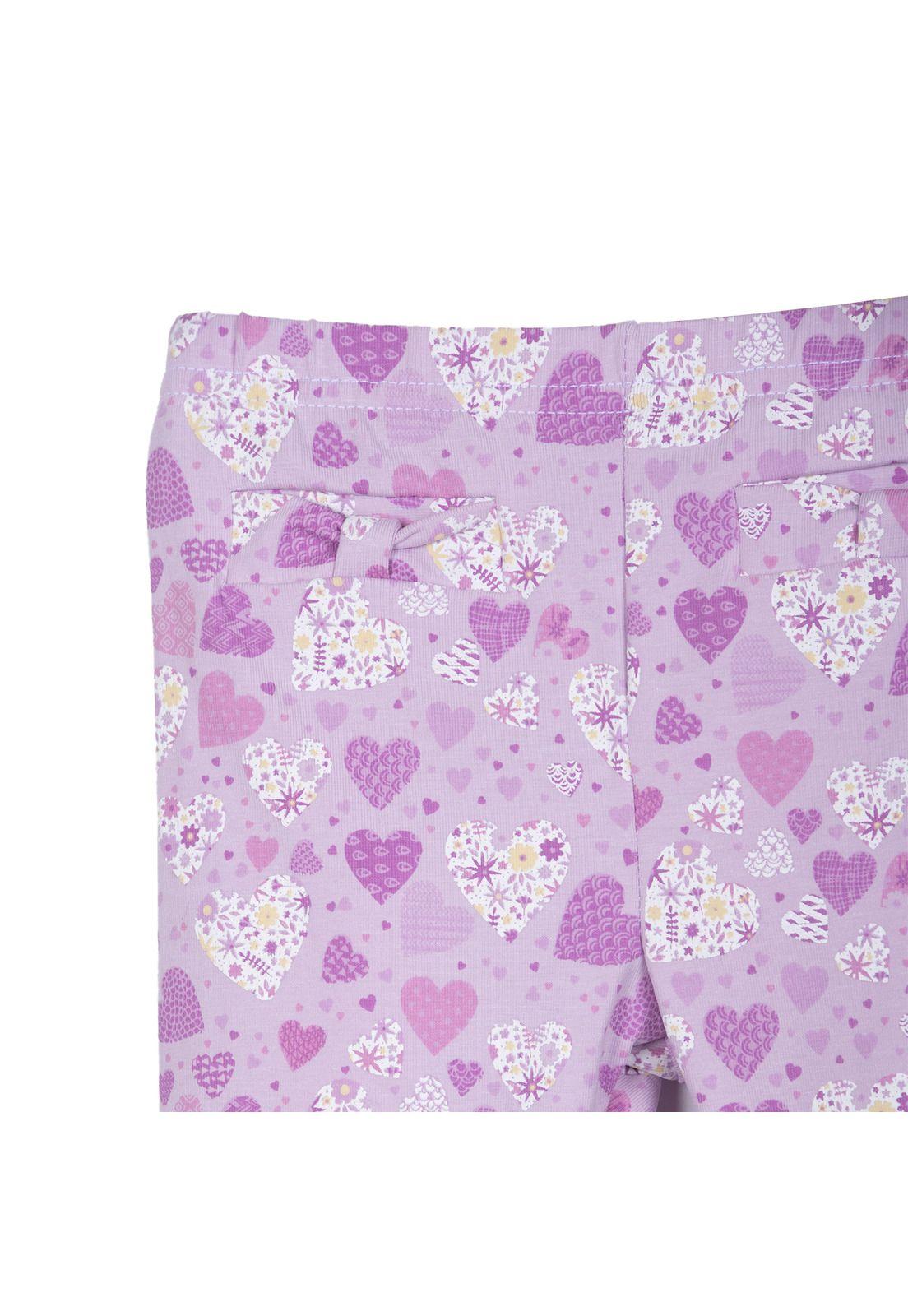 Calza Bebé Niña Estampado Corazones Lila Pillin-2