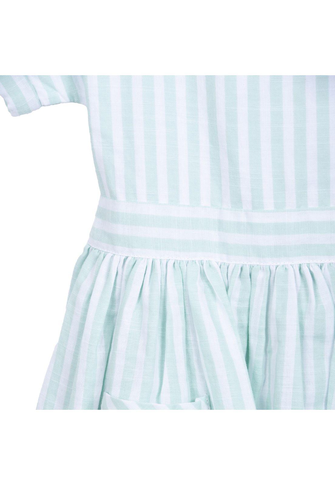 Vestido Niña Rayas con Bolsillos Celeste Pillin-3