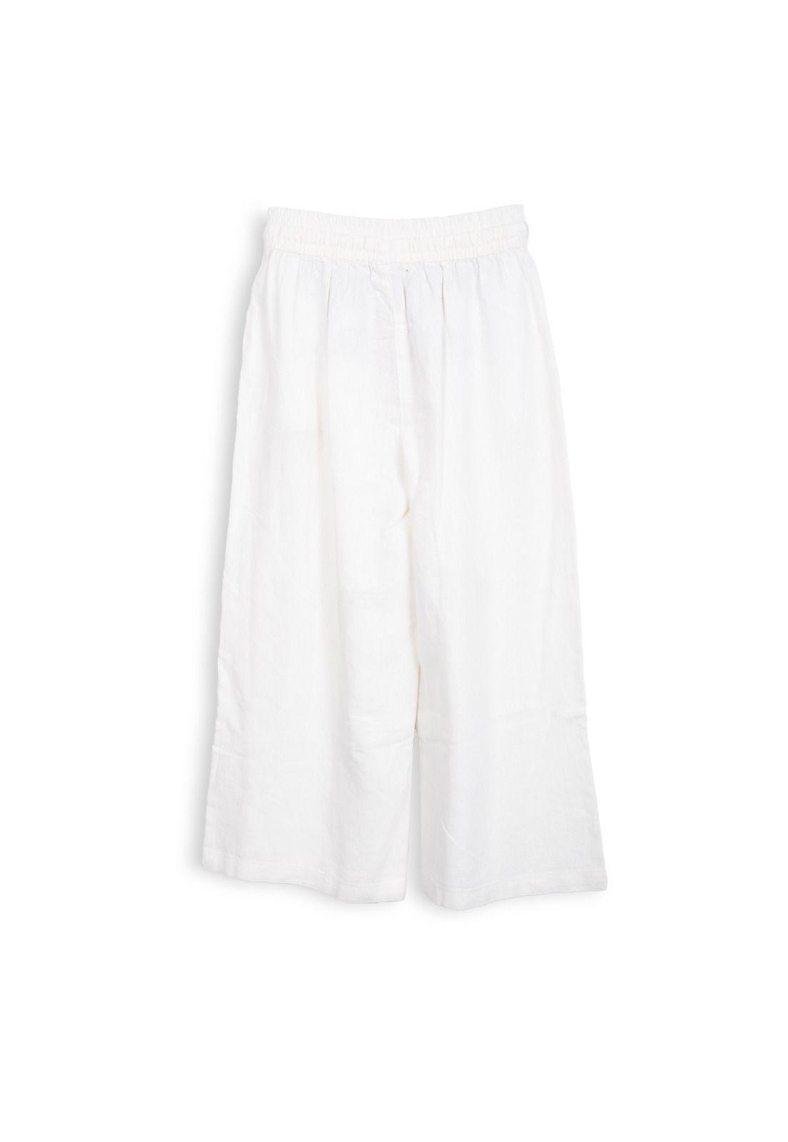 Pantalón Niña Lino Cintura Elasticada Blanco Pillin-1