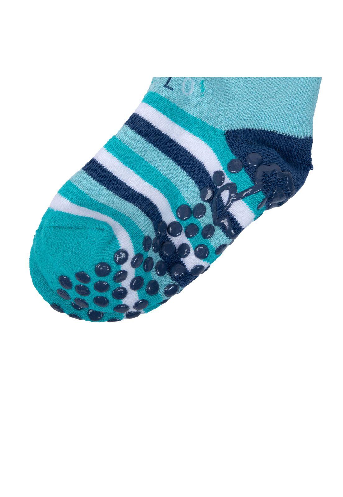Calcetín Bebé Niño Antideslizante Diseño Tiburón Celeste Pillin-1