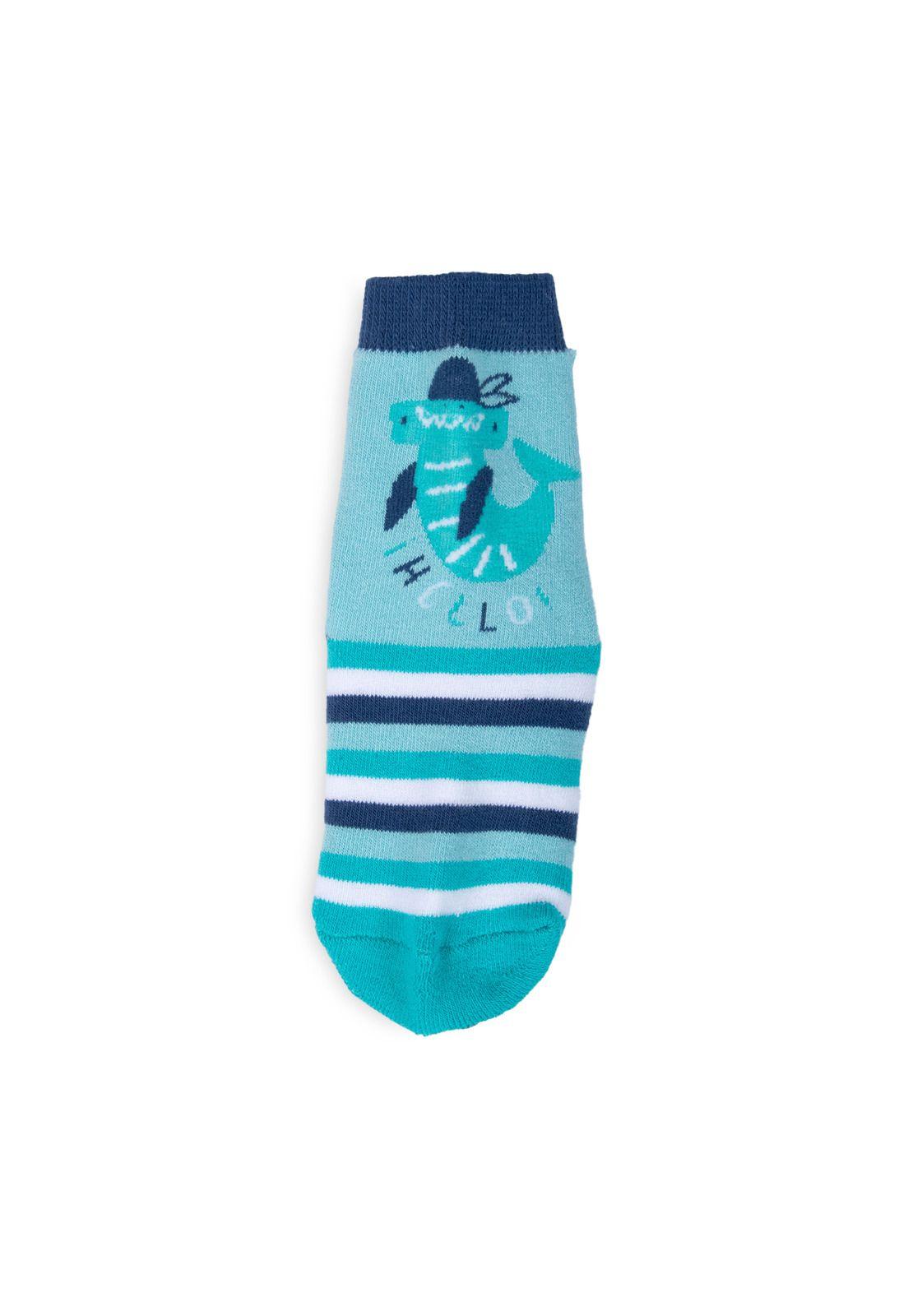 Calcetín Bebé Niño Antideslizante Diseño Tiburón Celeste Pillin-2