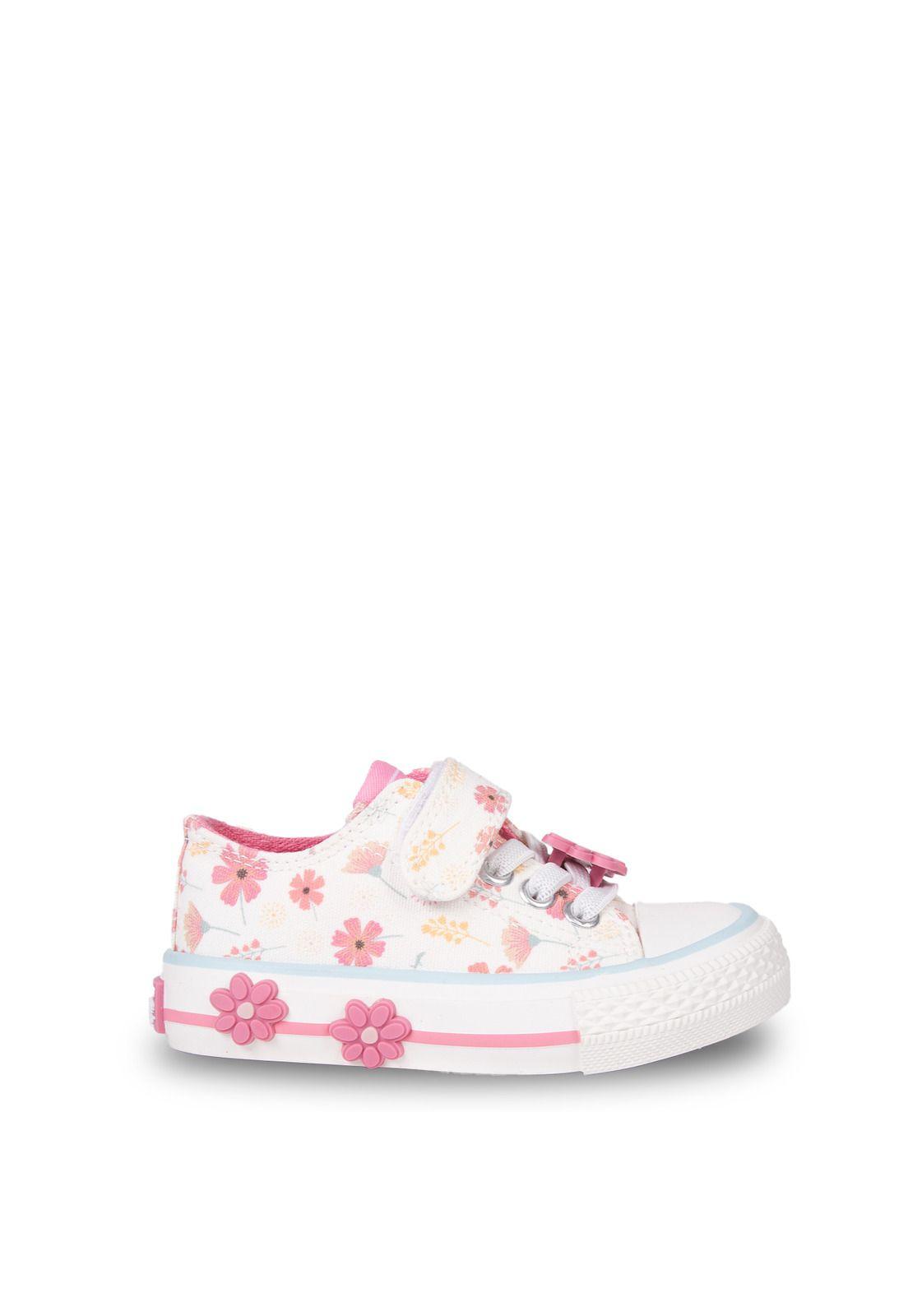 Zapatilla Bebé Niña de Lona Floral Crudo Pillin-1